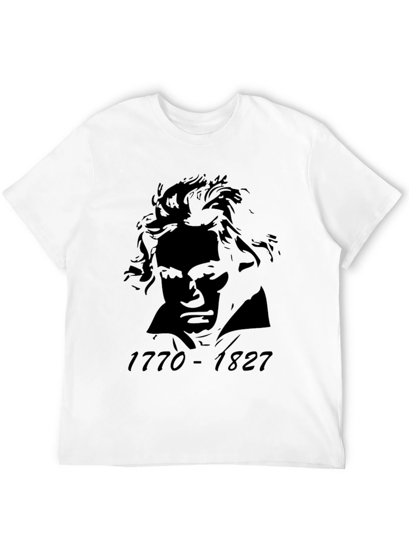 Black Beethoven Portrait Graphic Tee - Black Cotton Blend T-Shirt view 12