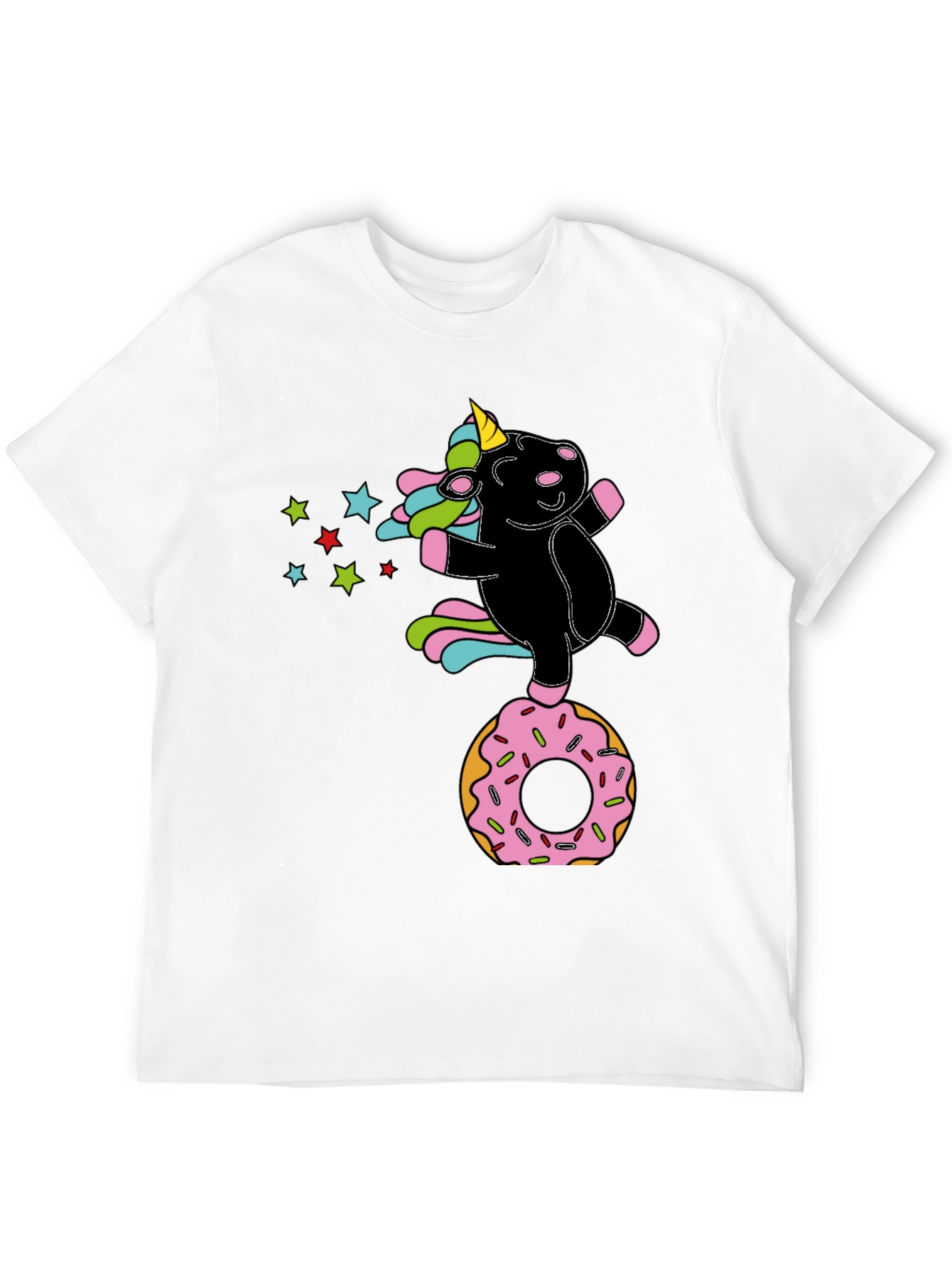 Black Unicorn Donut Black T-Shirt Fun Design view 12