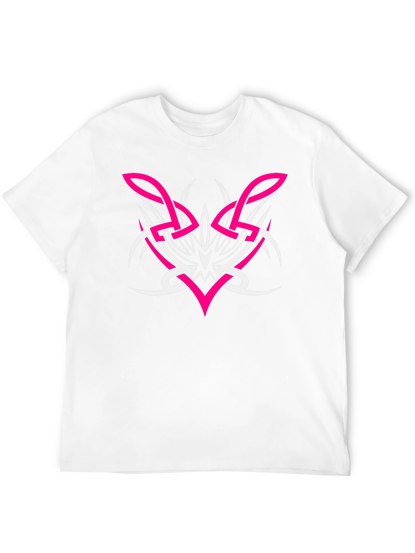 Black Men's Black Tee with Pink and White Tribal Graphic view 12