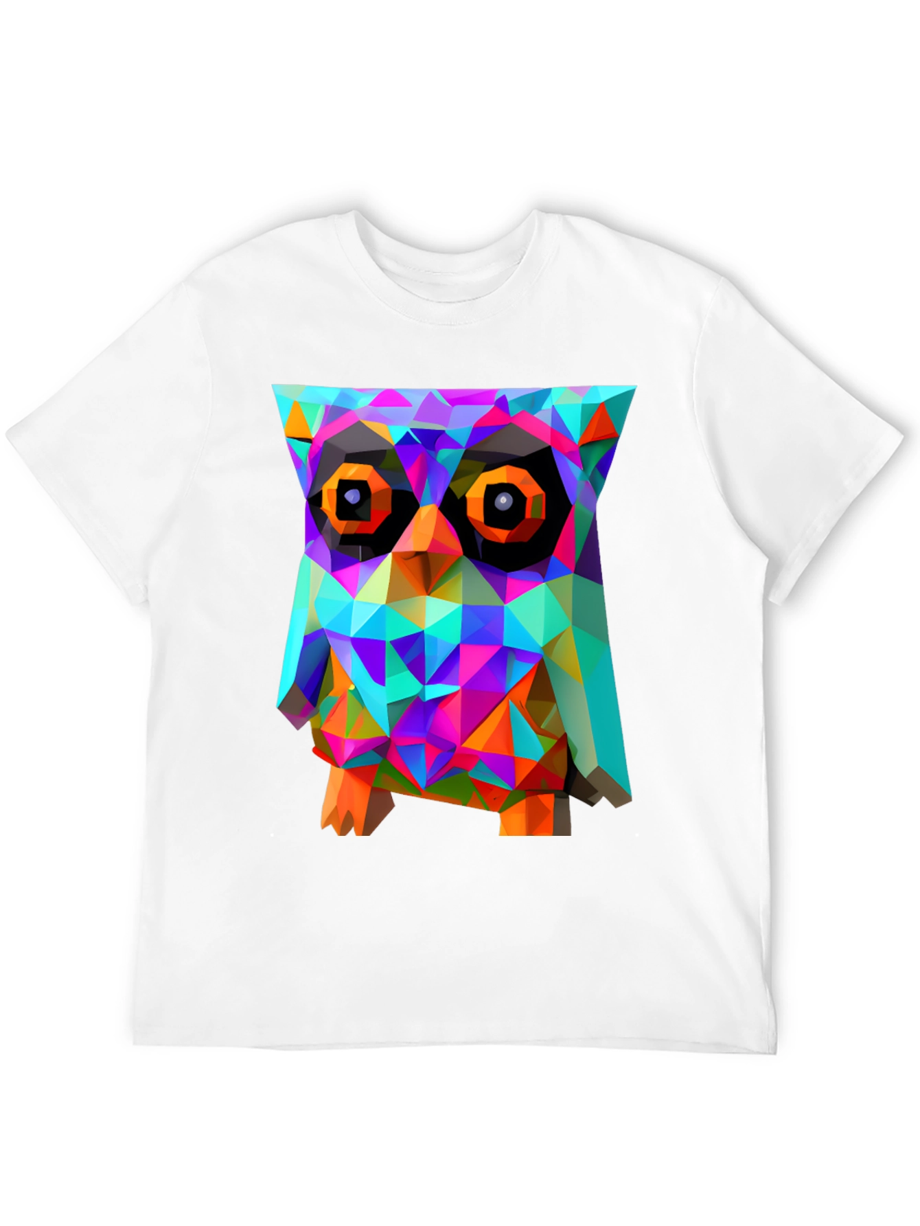 Black Geometric Owl Graphic Print T-Shirt - Black view 12