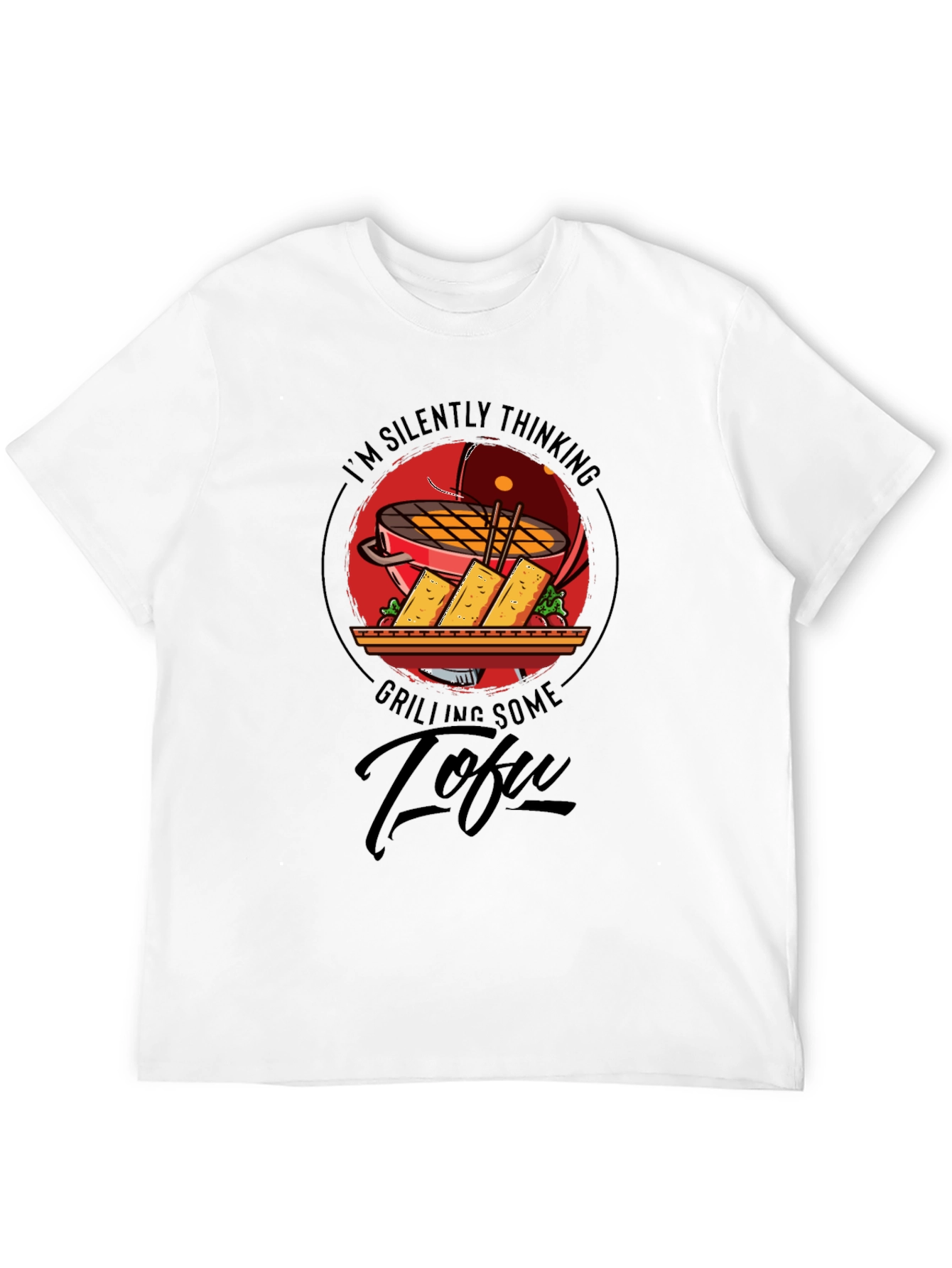 Grilling Tofu Graphic T-Shirt - Vegan BBQ Humor - 12