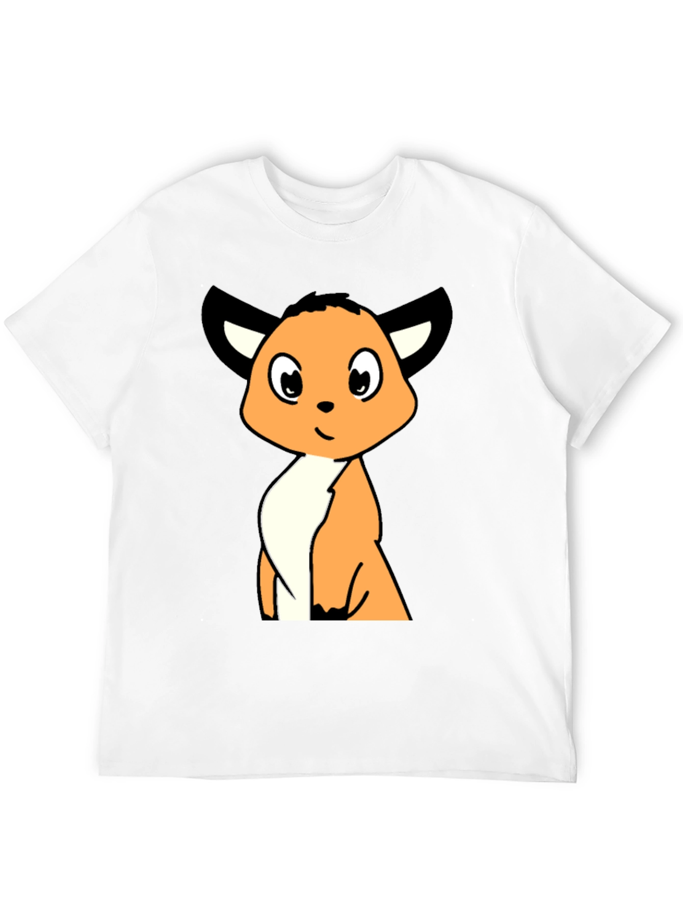 Black Cartoon Fox Graphic Tee - Black Casual T-Shirt view 12