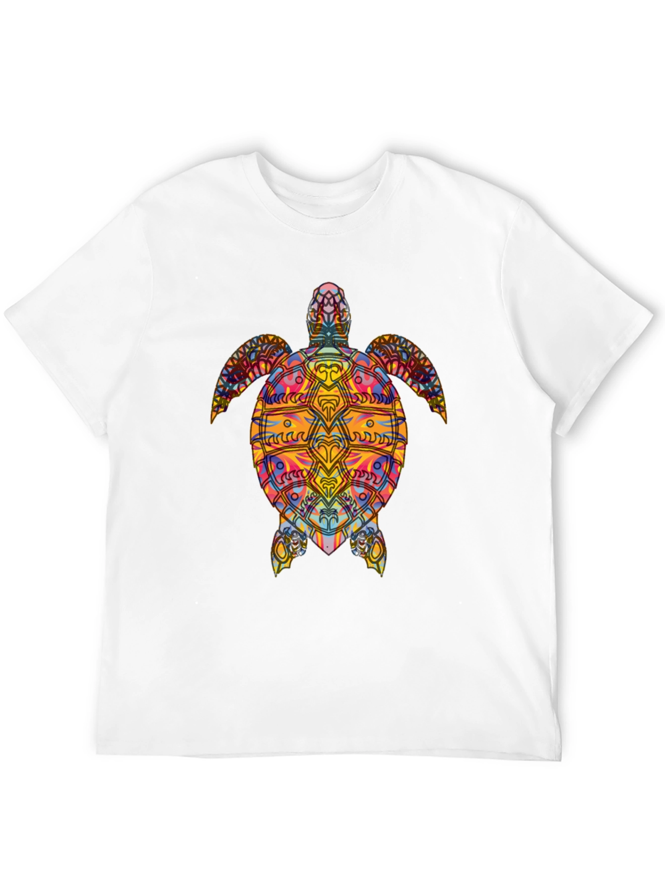 Black Colorful Turtle Graphic Black T-Shirt view 12