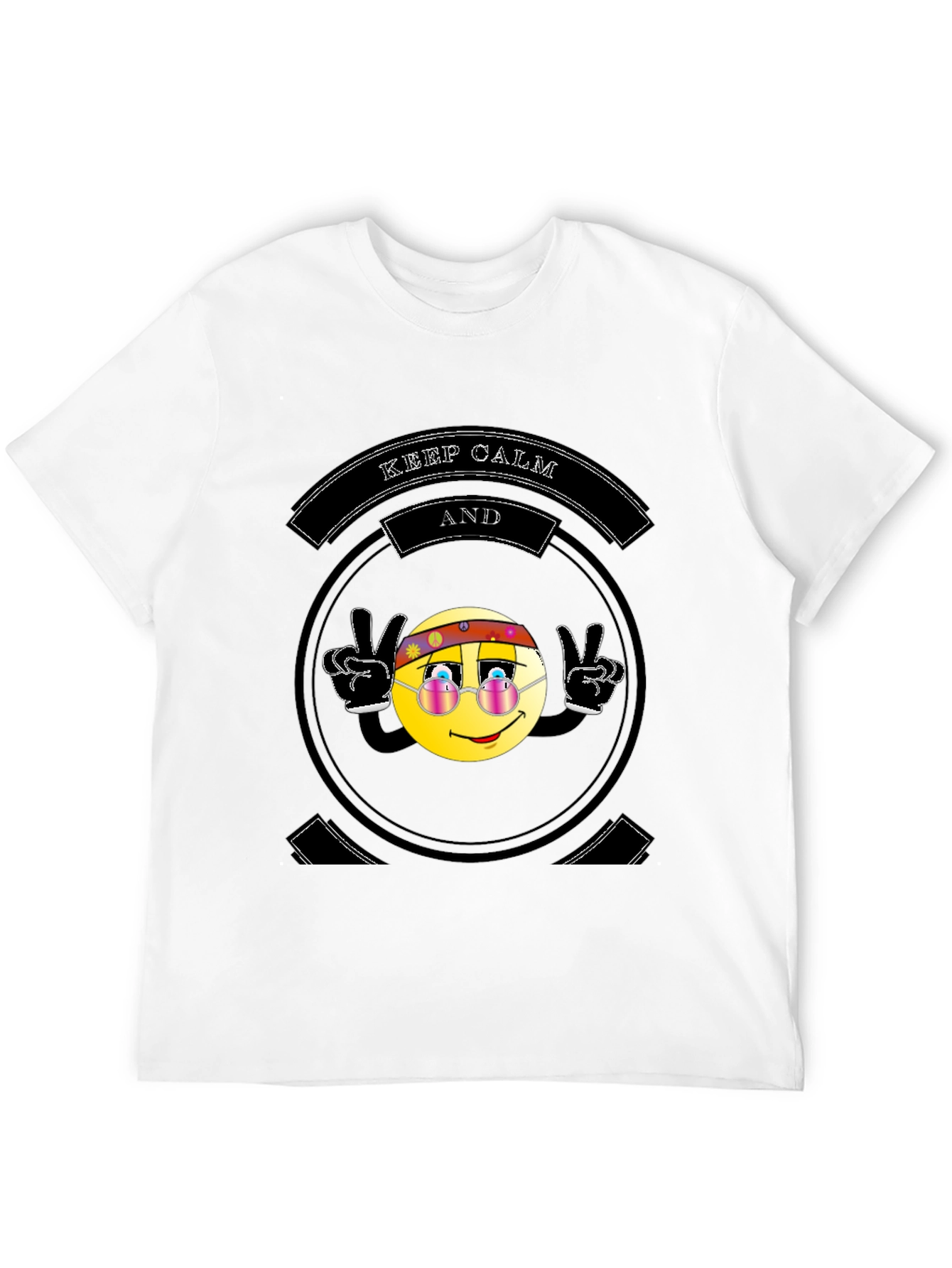 Black Keep Calm Hippie Emoji Black T-Shirt view 12