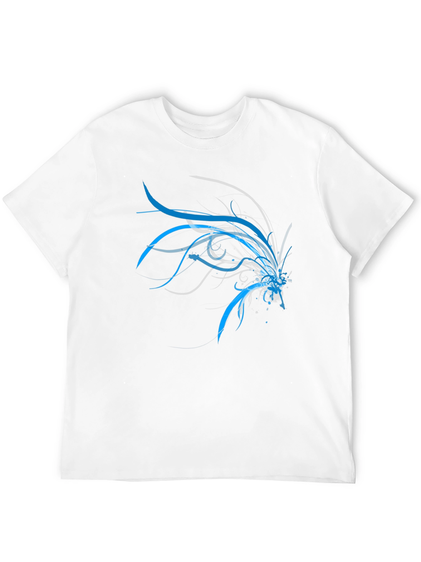 Black Abstract Blue & Grey Design T-Shirt view 12