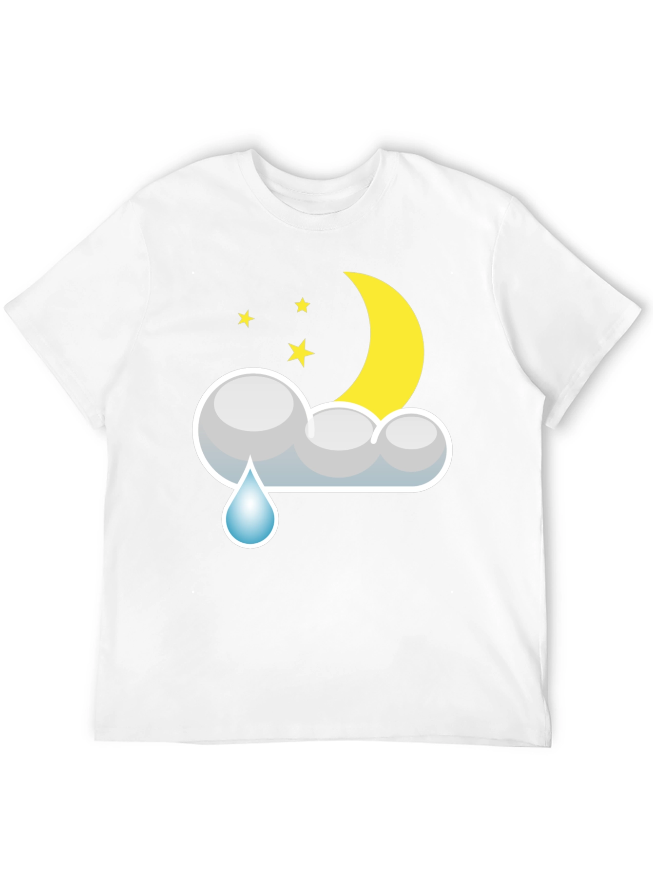 Black Cloud Rain Moon Star T-Shirt - Black view 12