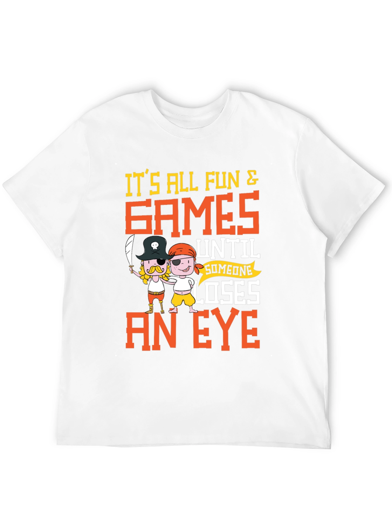 Black It's All Fun & Games T-Shirt Pirate Cartoon view 12