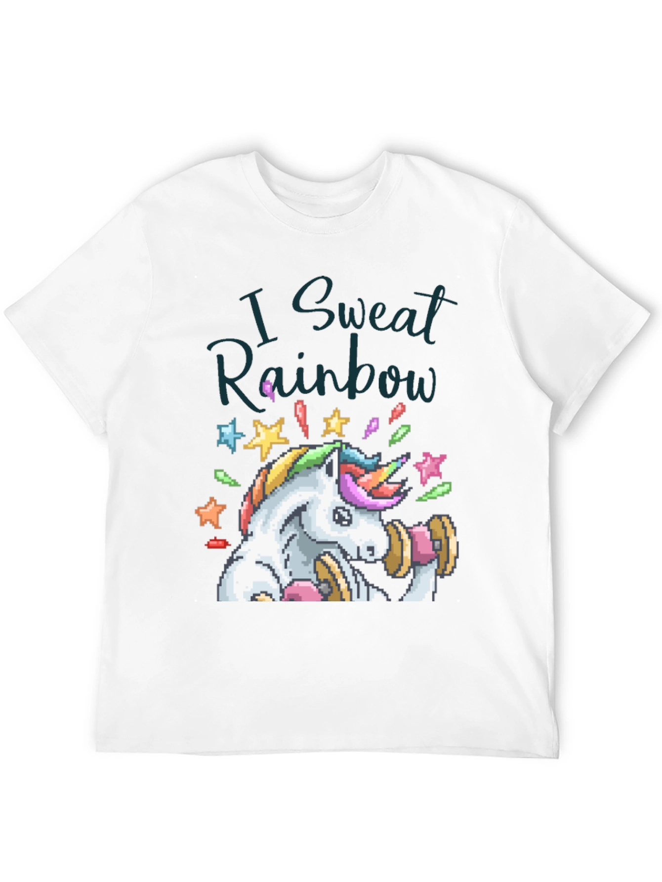 Black I Sweat Rainbow Unicorn Graphic Tee view 12
