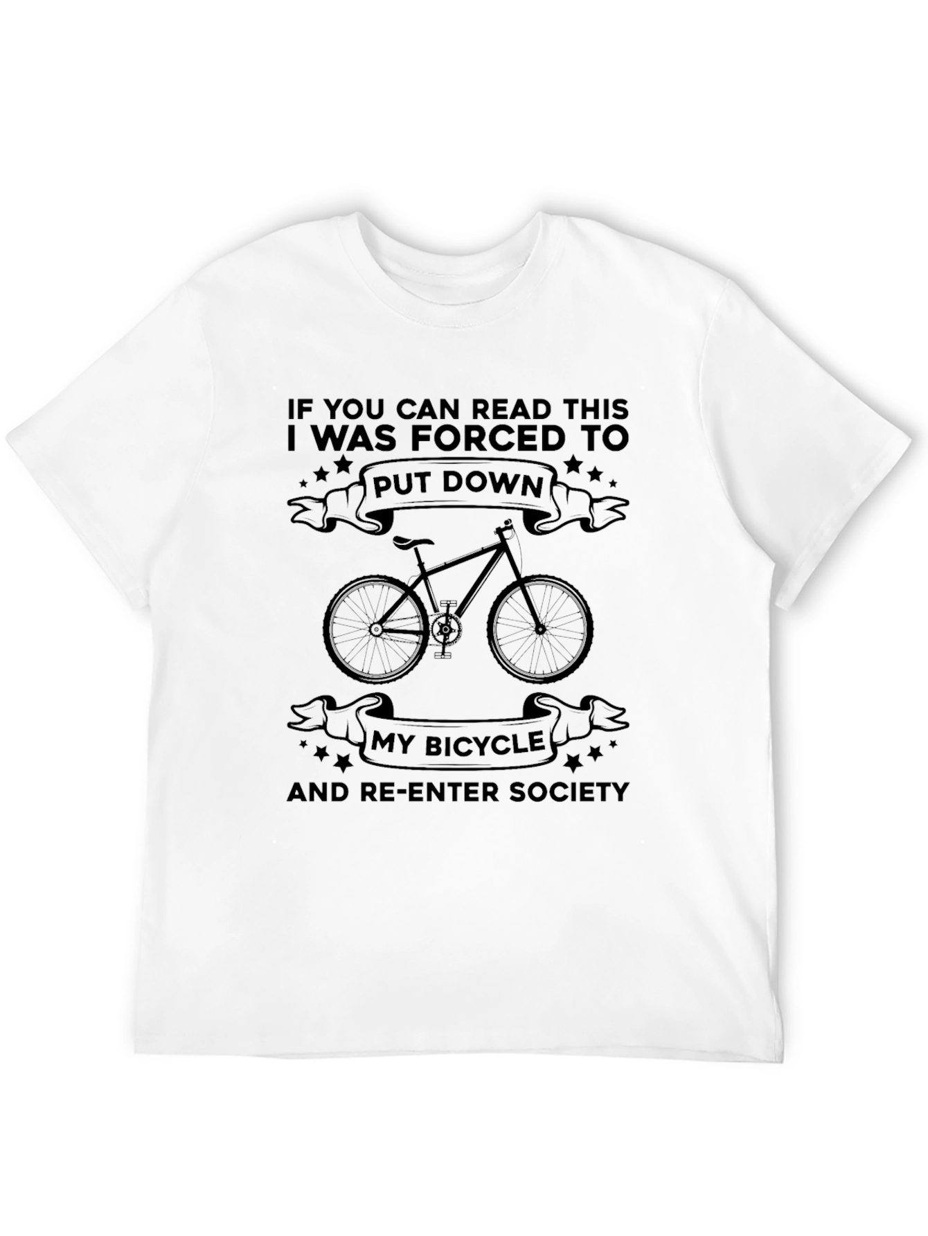 Black Funny Bicycle T-Shirt - Read This & Re-Enter Society view 12