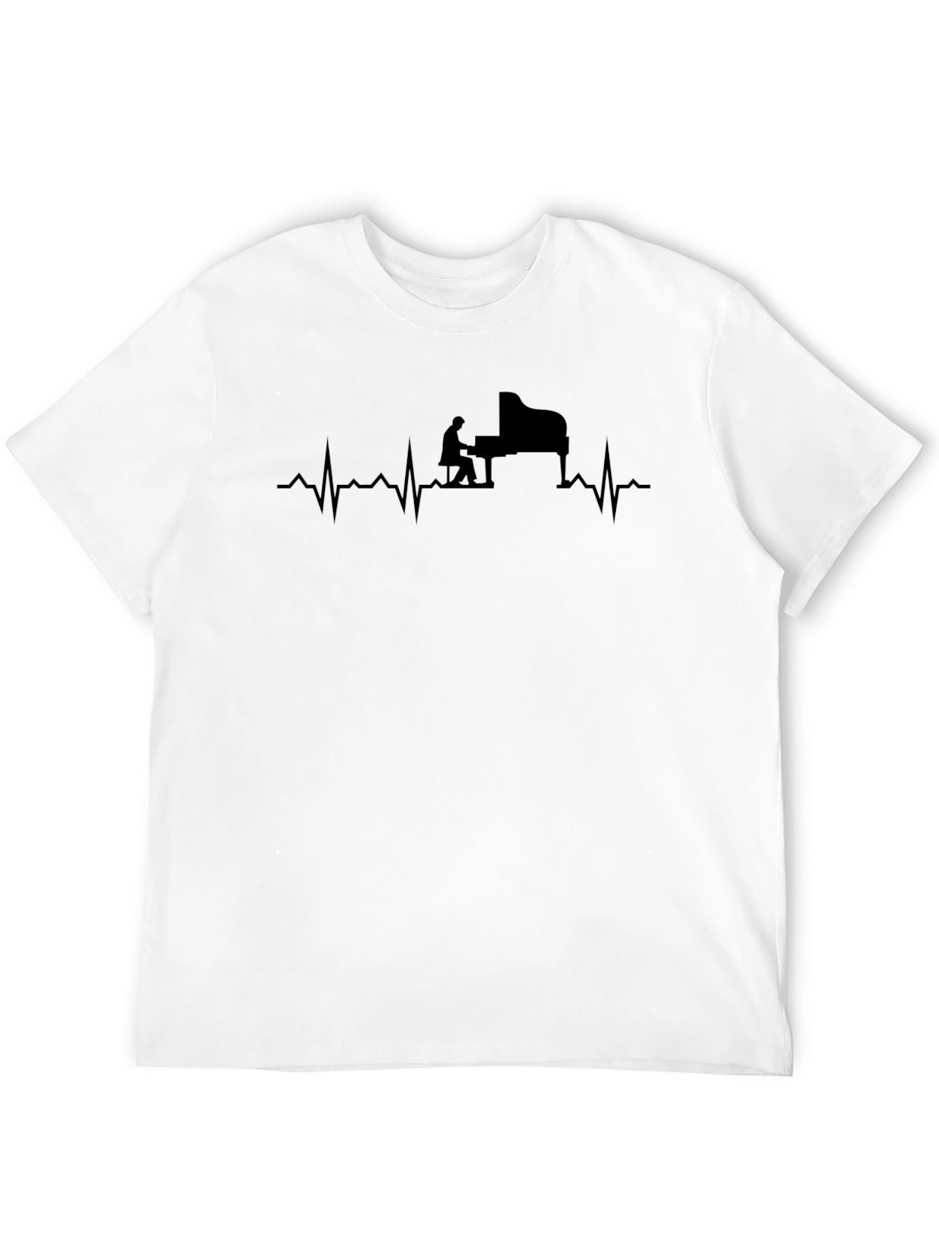 Black Piano Heartbeat Graphic Black T-Shirt view 12