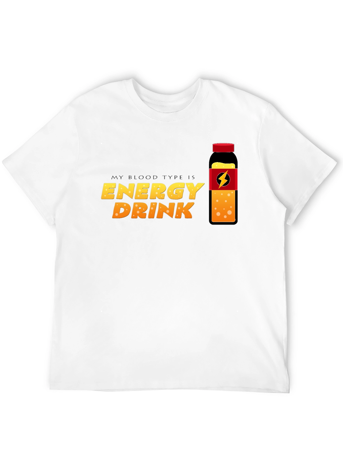 Black Energy Drink Blood Type T-Shirt - Black Crew Neck Tee view 12