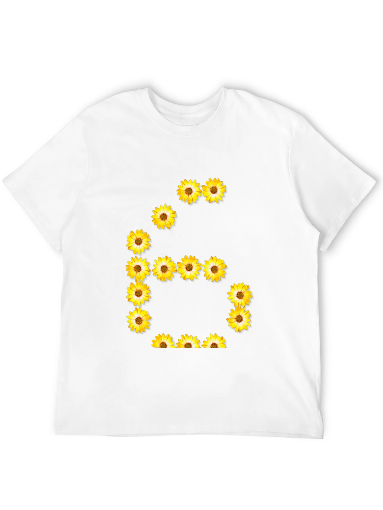 Black Floral Number 6 Graphic Tee - Unisex Black T-Shirt view 12