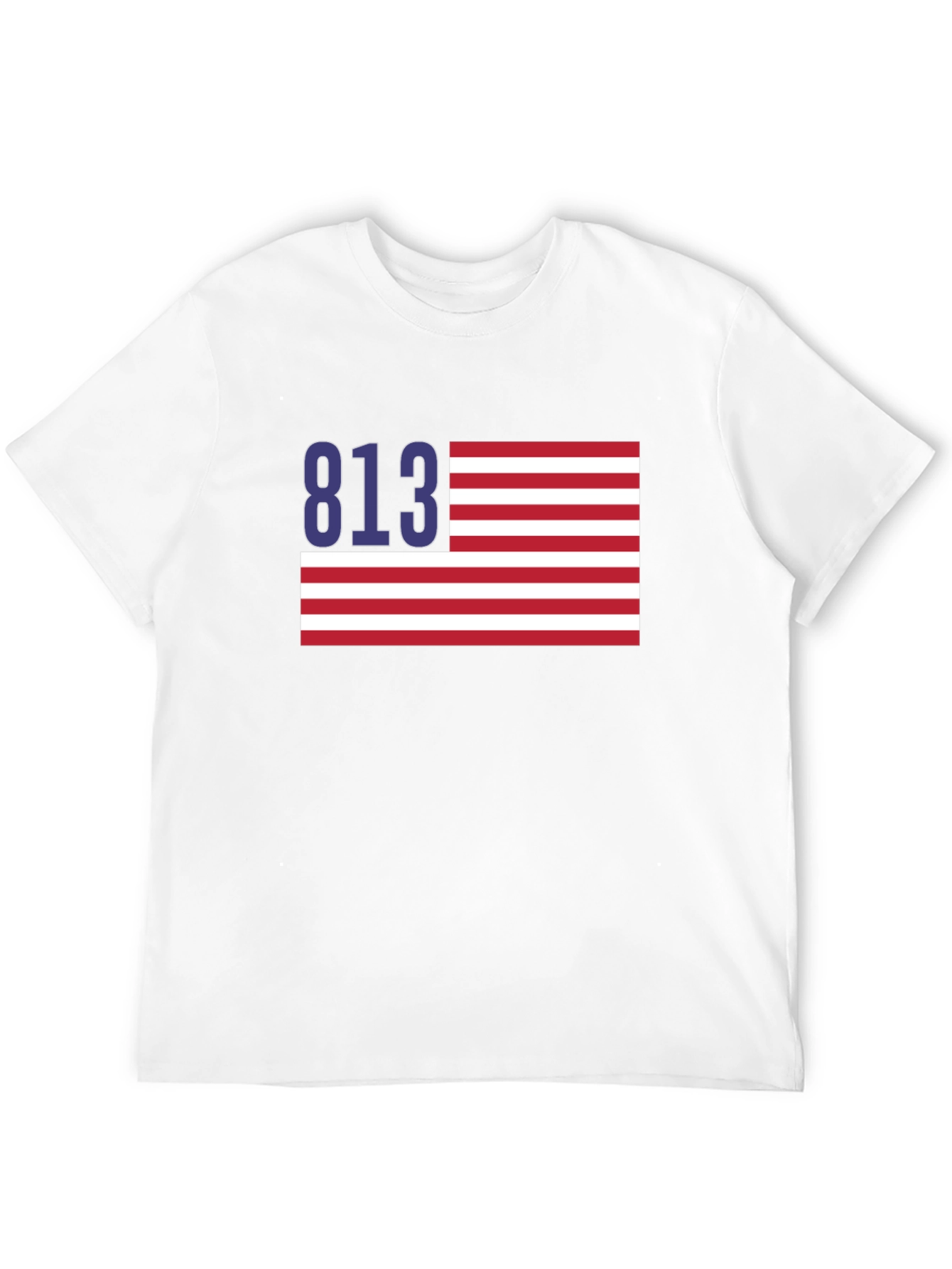 Black 813 Tampa Area Code American Flag T-Shirt view 12