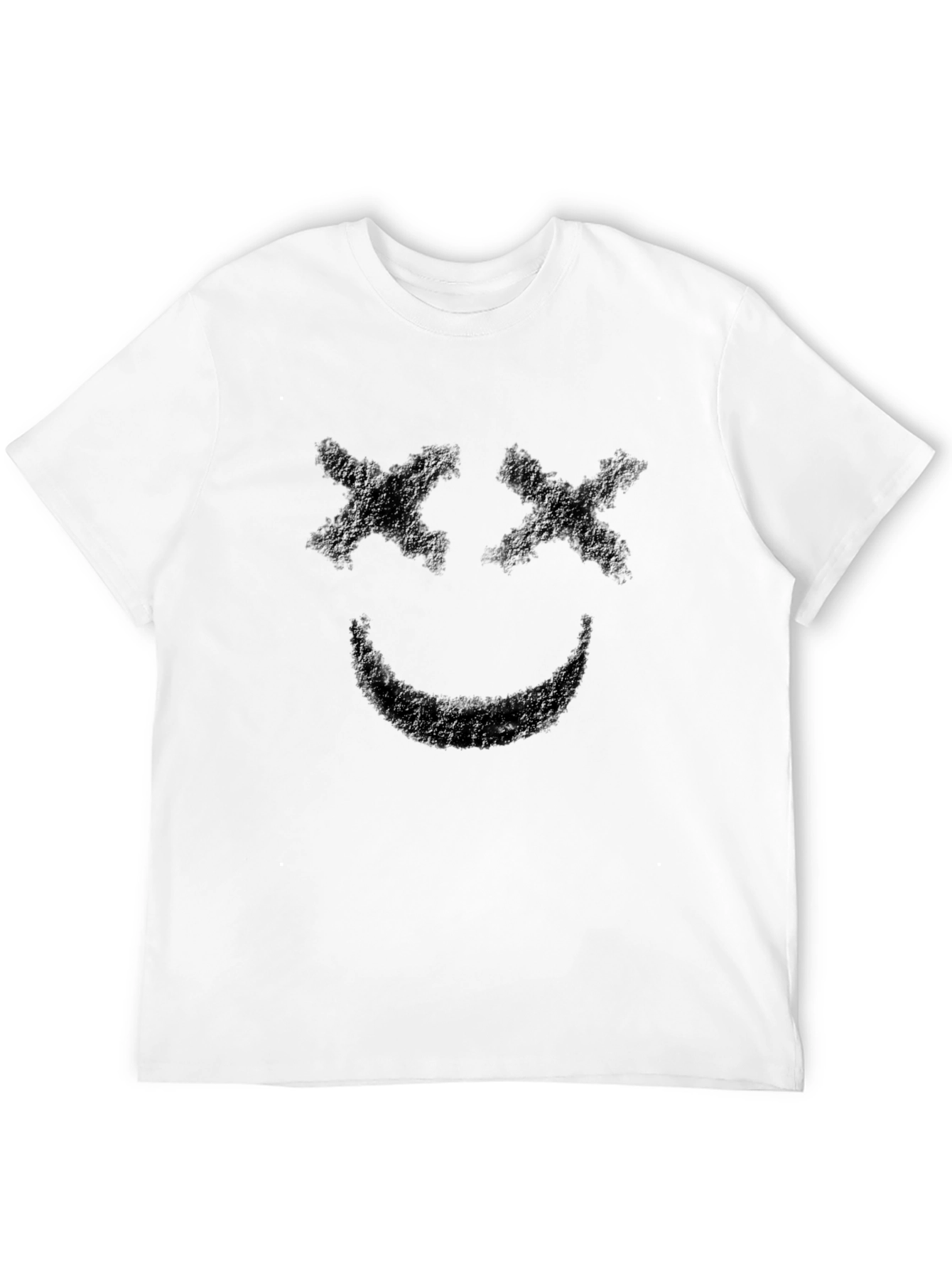 Black Smiley Face Black T-Shirt - Casual Graphic Tee view 12
