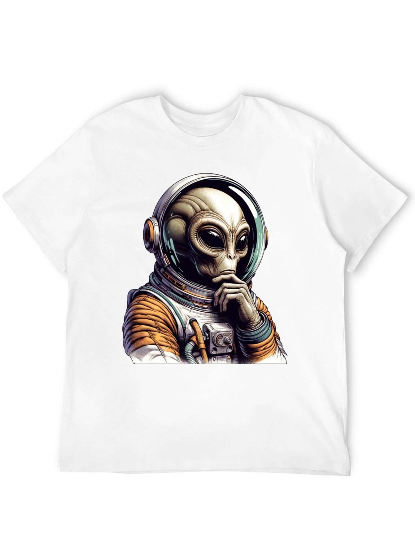Black Alien Astronaut Graphic Tee - Black Cotton Blend view 12