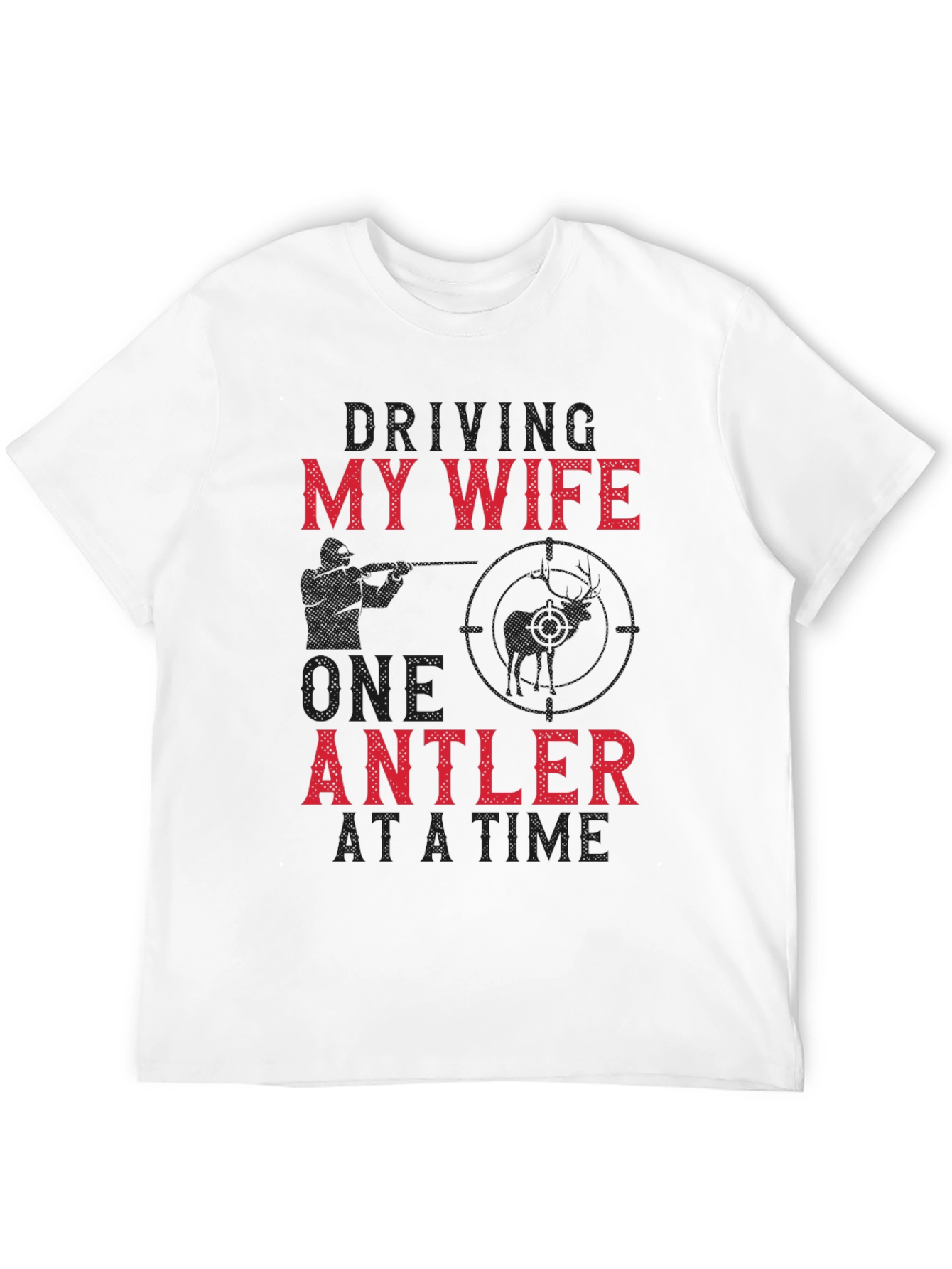 Black Driving My Wife One Antler at a Time Graphic Tee view 12