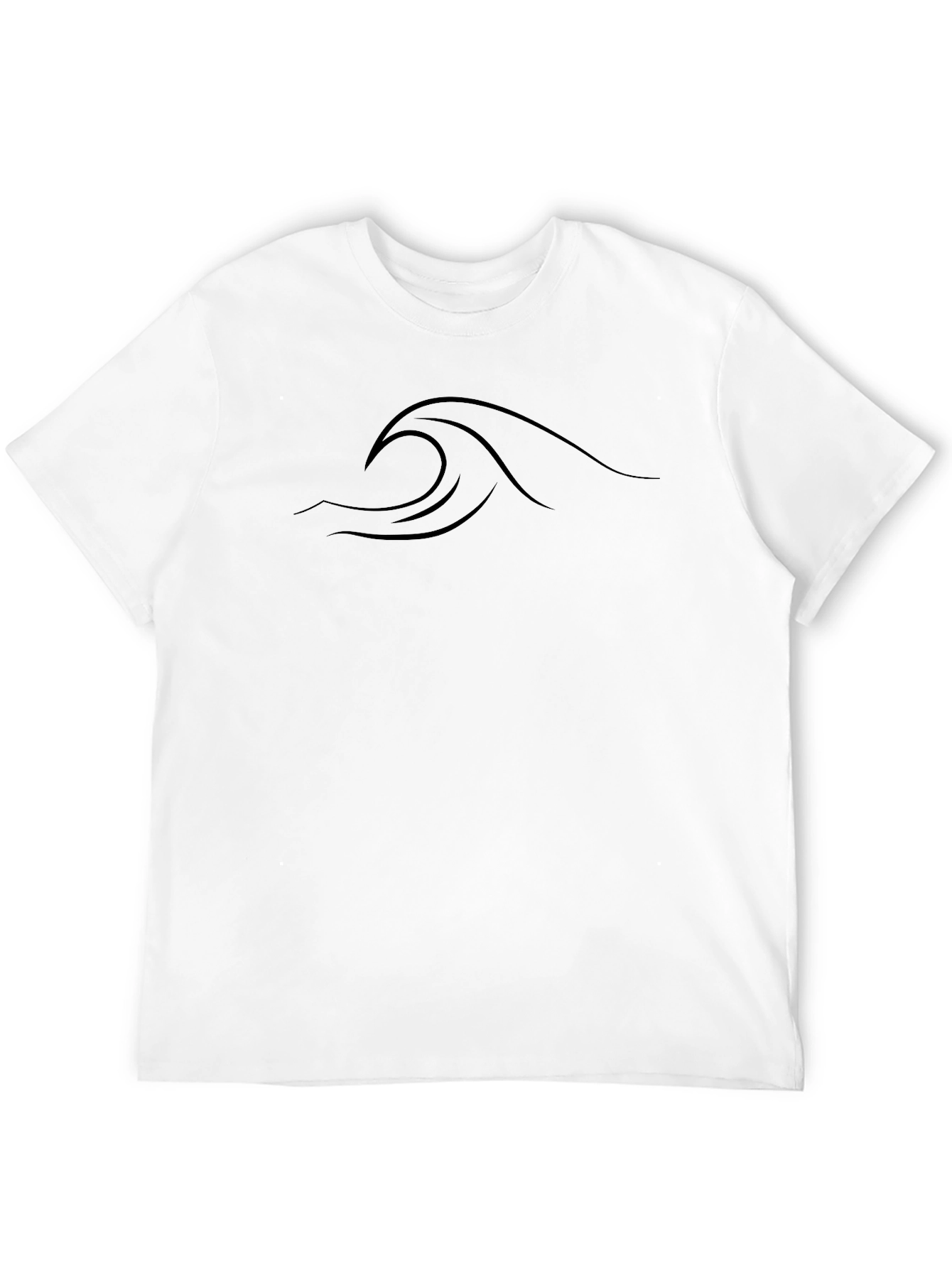 Black Men's Black Wave Design Crew Neck T-Shirt view 12