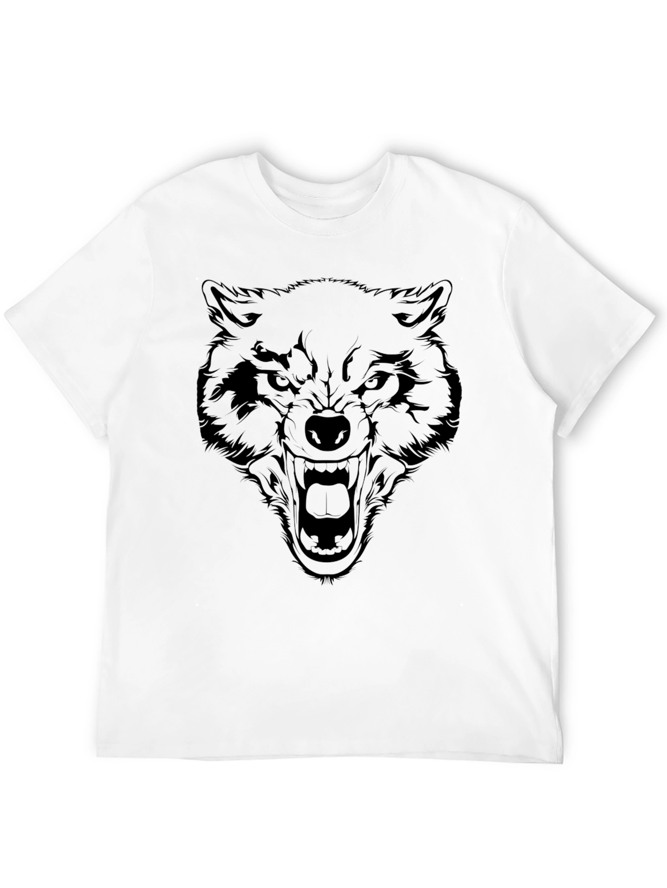 Black Black Wolf Graphic T-Shirt - Fierce Animal Design view 12