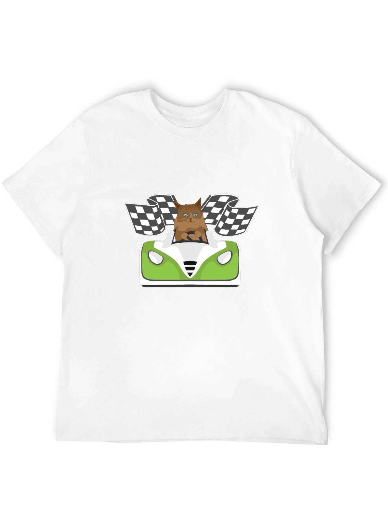 Black Cat Racer T-Shirt: Funny Cartoon Cat Driving view 12