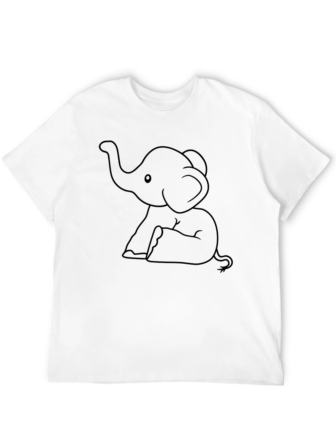 Black Cute Elephant Graphic Tee - Black Cotton T-Shirt view 12