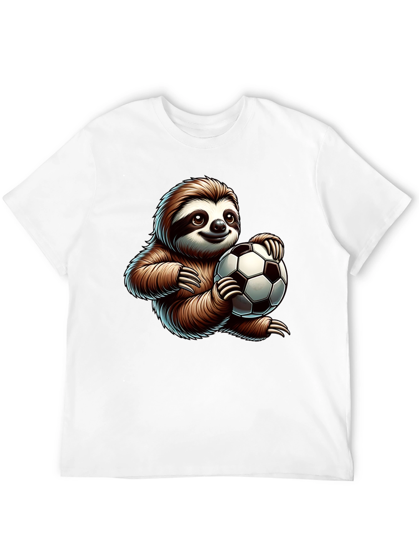 Black Sloth Soccer Fan T-Shirt - Cute Cartoon Design view 12