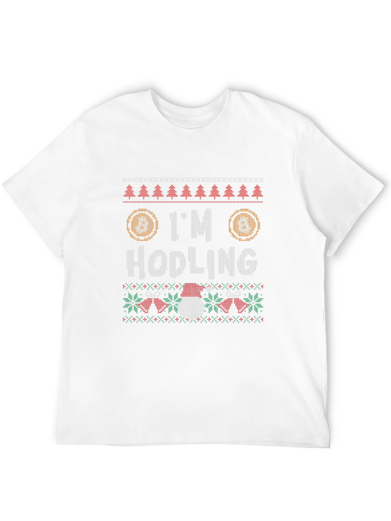Black I'm Hodling Christmas Sweater Style T-Shirt view 12