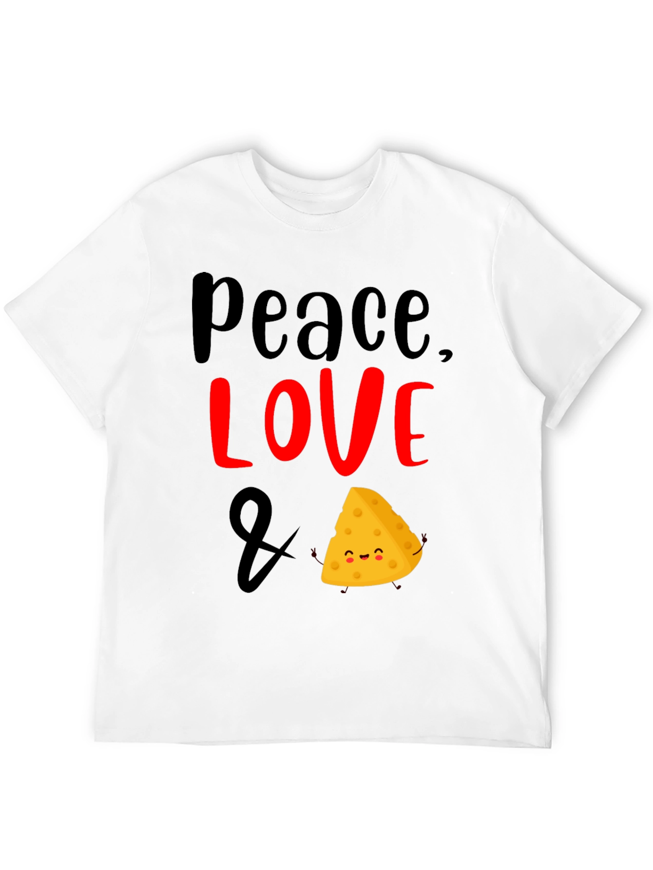 Black Peace Love & Cheese Funny Graphic T-Shirt view 12