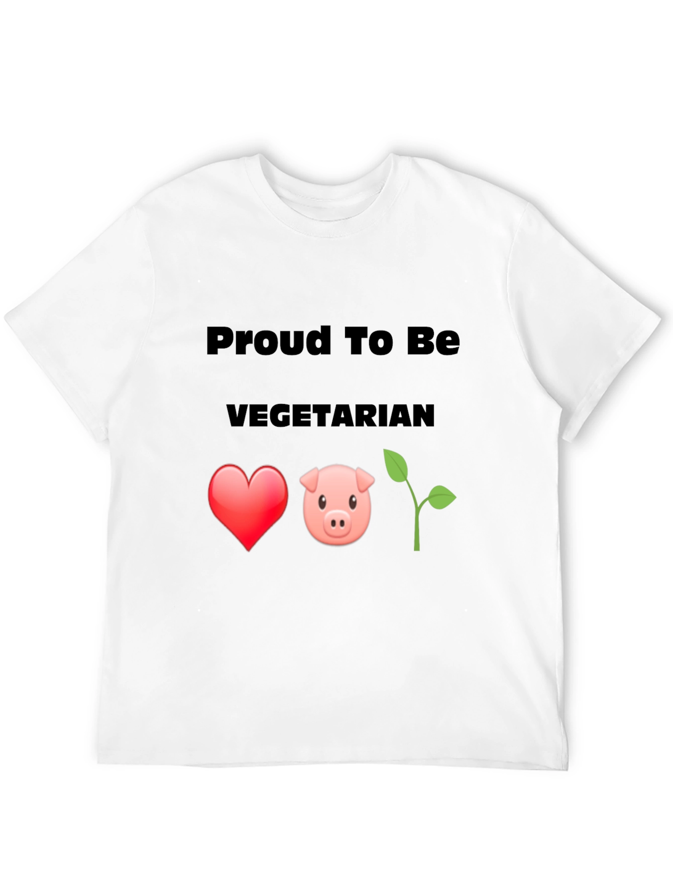 Black Proud Vegetarian Graphic Tee - Heart Pig Plant Design view 12