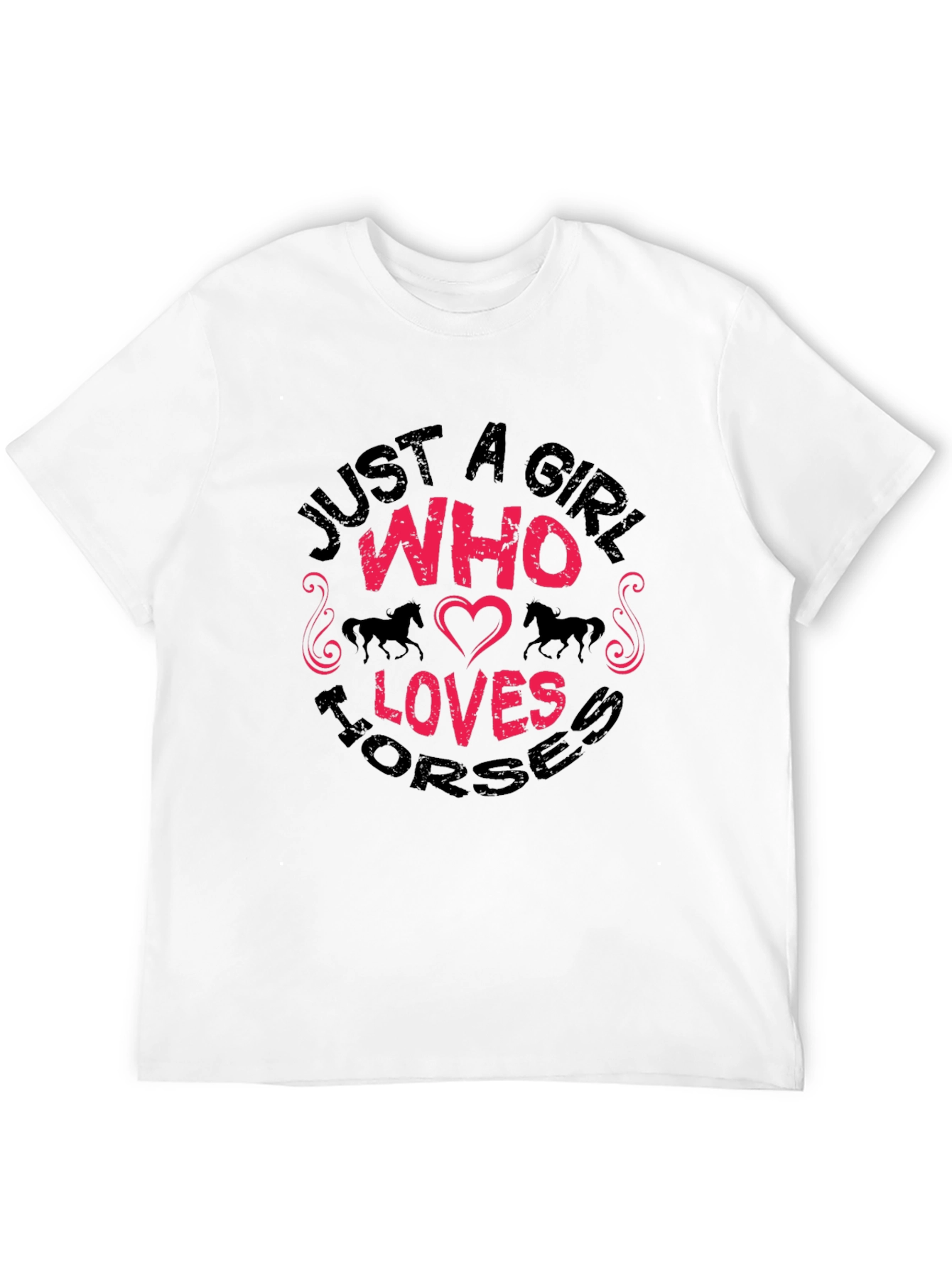 Black Just A Girl Who Loves Horses Graphic T-Shirt view 12