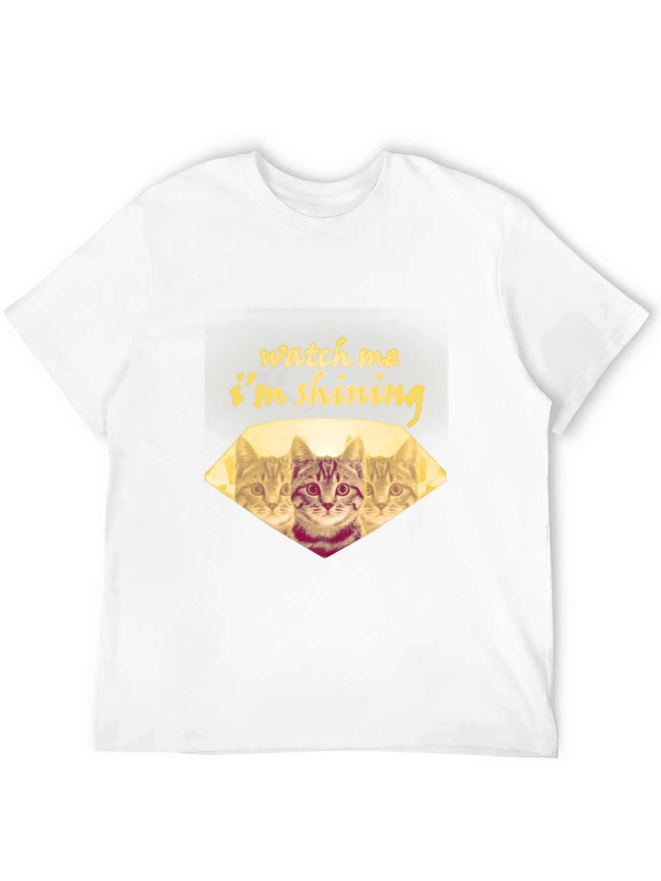 Black Watch Me I'm Shining Cat T-Shirt - Unisex Black Tee view 12