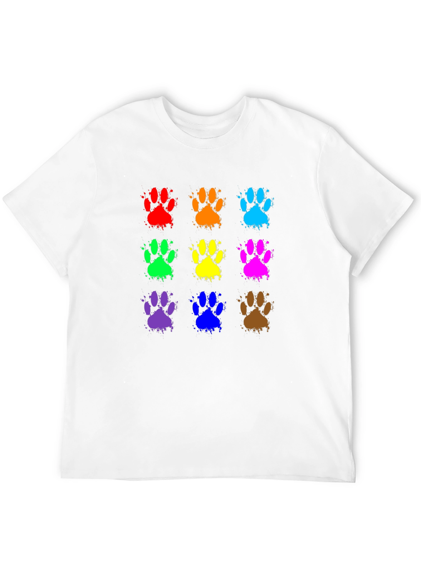 Black Colorful Paw Print T-Shirt - Fun Animal Lover Tee view 12