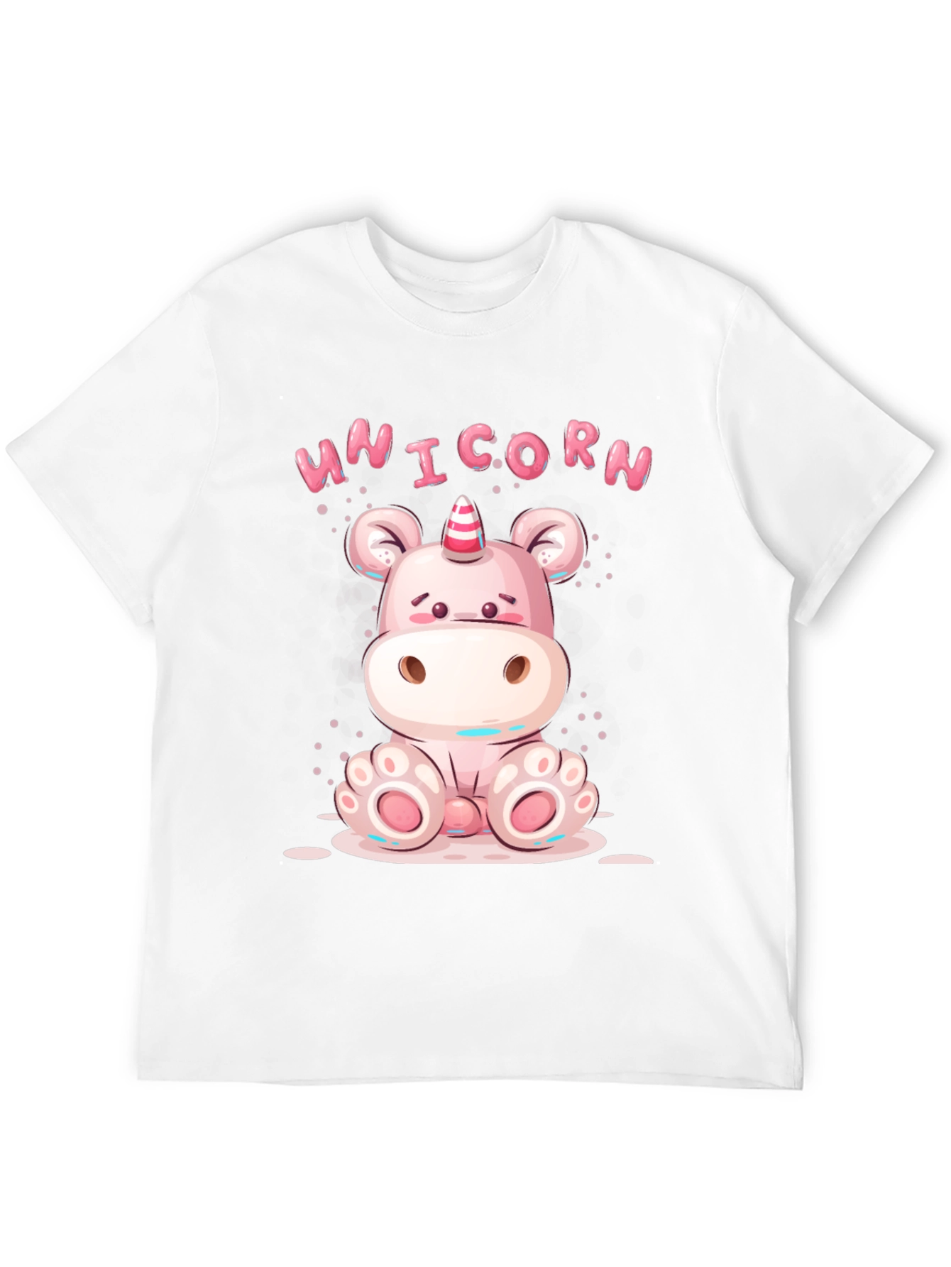 Black Cute Unicorn Cartoon Black T-Shirt view 12