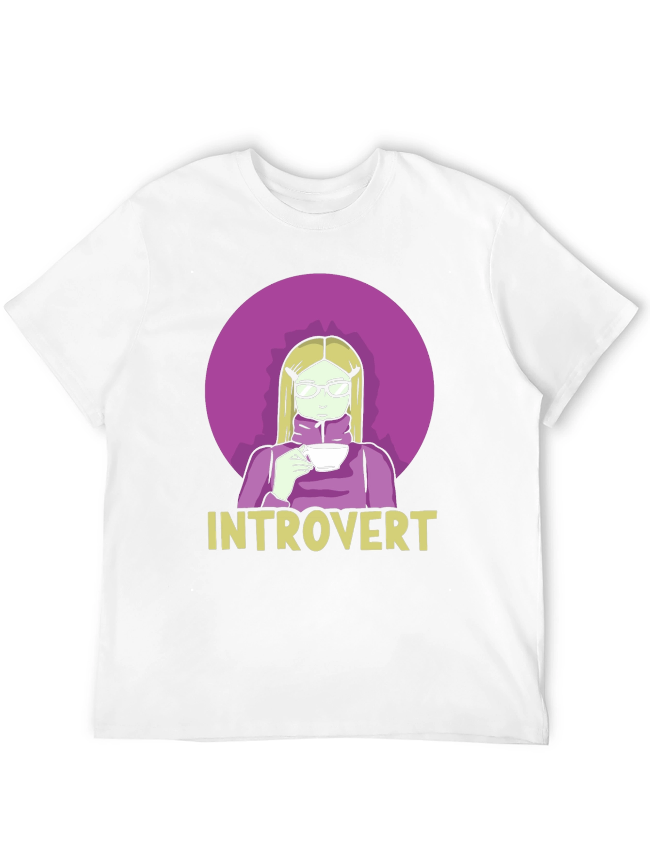 Black Introvert Tee: Cozy Cartoon Graphic T-Shirt view 12