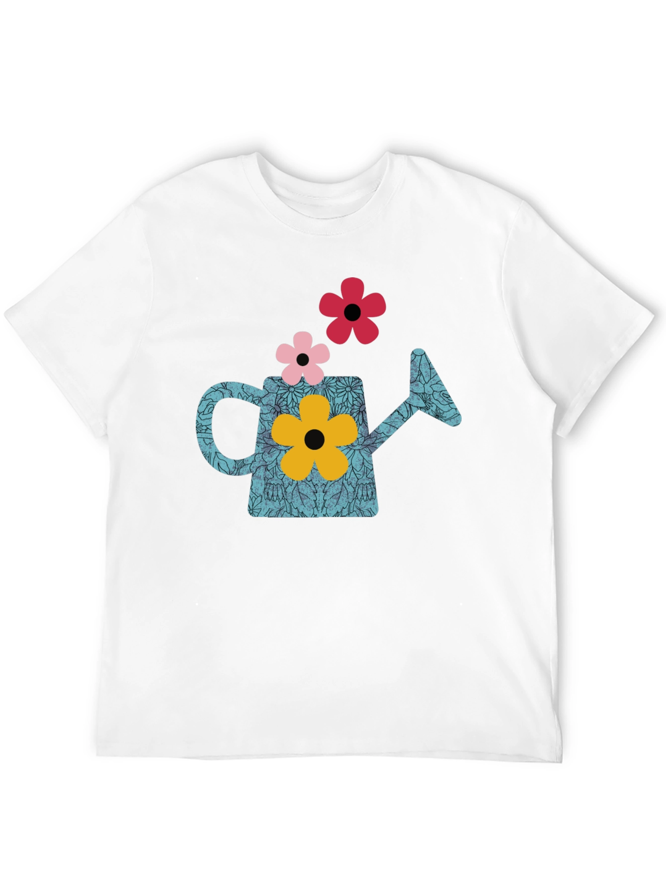 Black Watering Can Flower Graphic T-Shirt - Black view 12