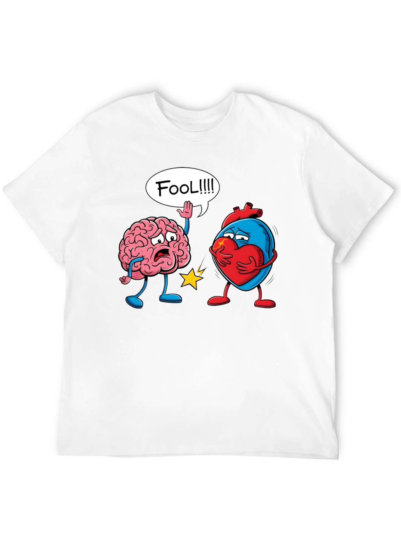 Black Brain vs Heart T-Shirt: Fool Funny Tee view 12