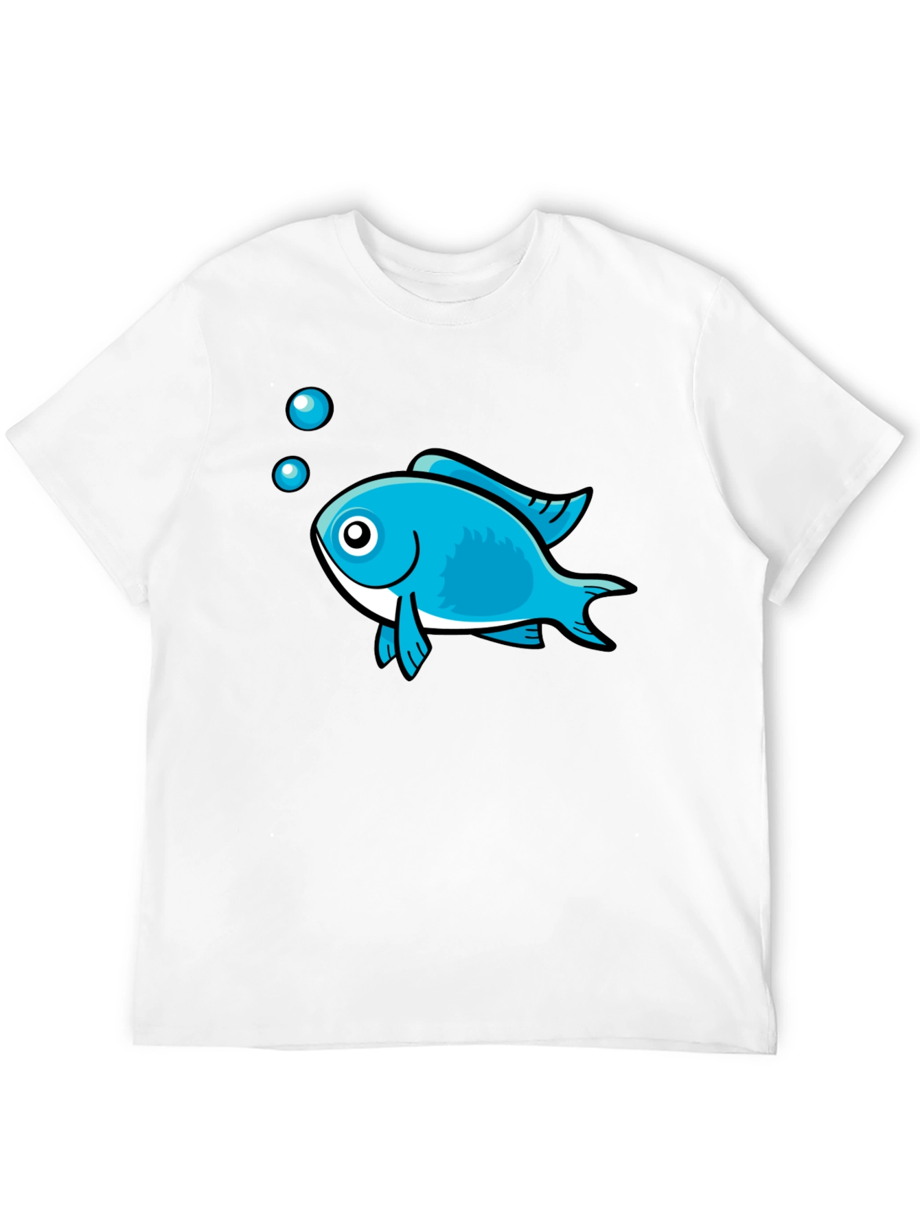 Black Blue Fish Graphic Black T-Shirt - Casual Style view 12