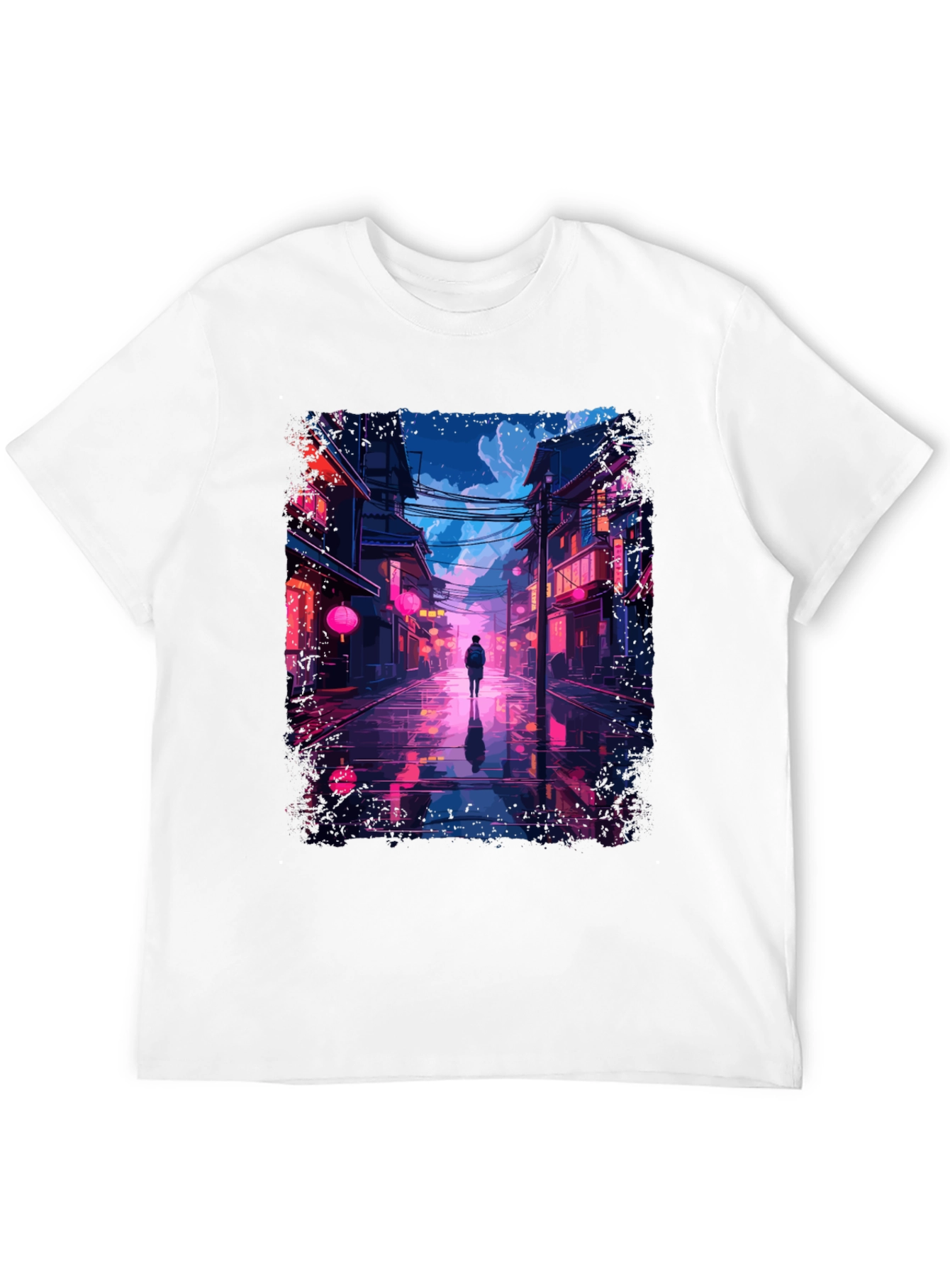 Black Neon Cityscape T-Shirt - Stylish Streetwear view 12