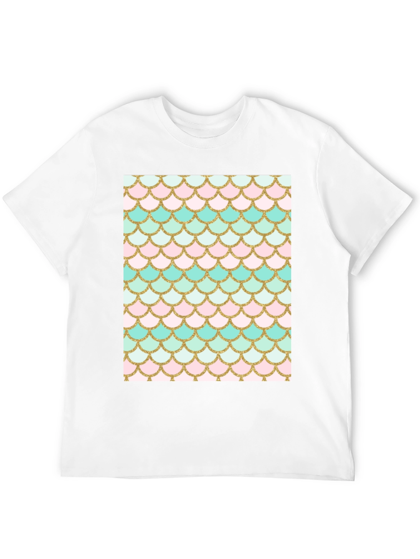 Black Mermaid Scale Graphic Tee - Black Cotton Blend Casual Shirt view 12