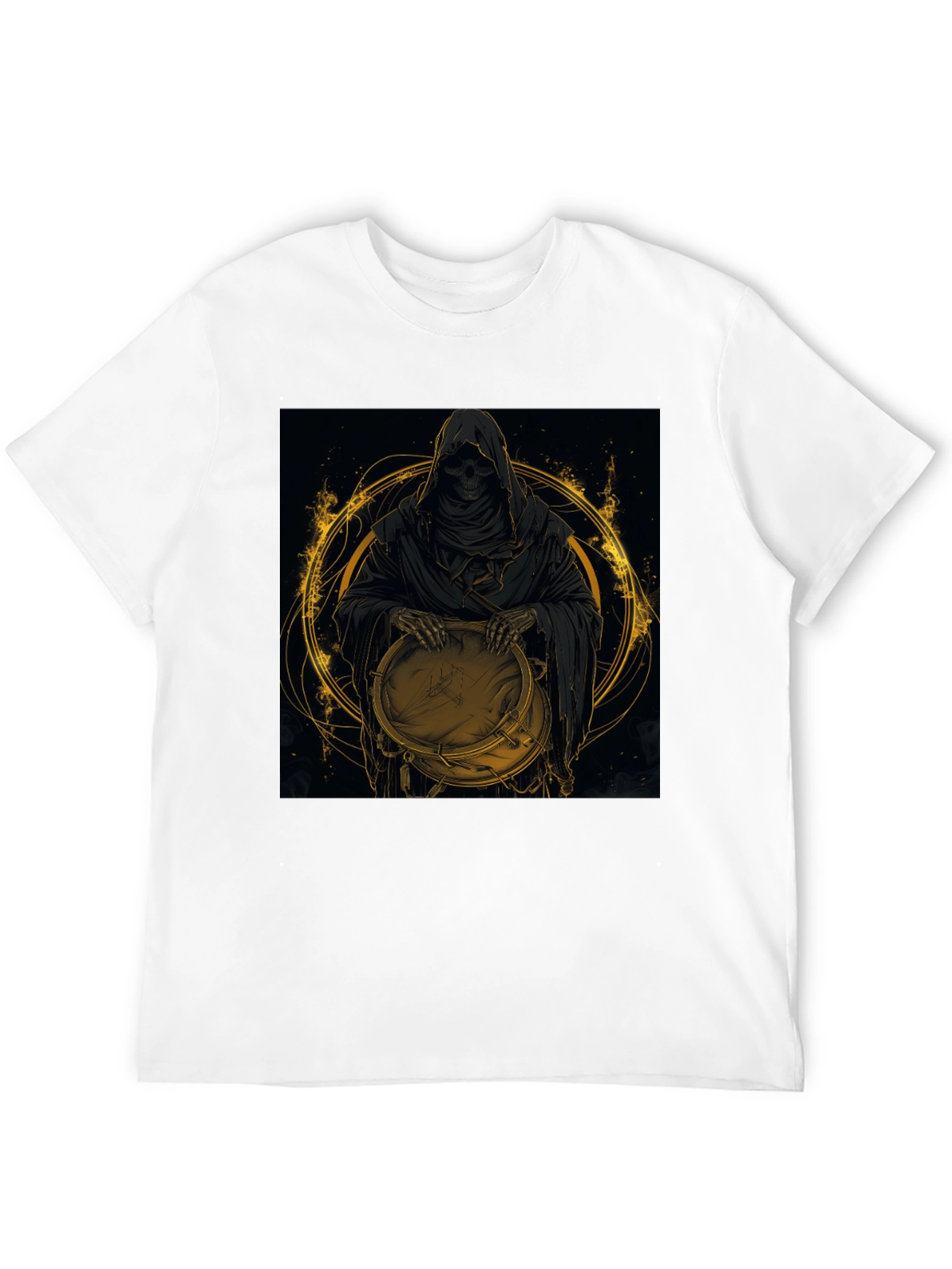 Black Grim Reaper Drummer Graphic Black T-Shirt view 12