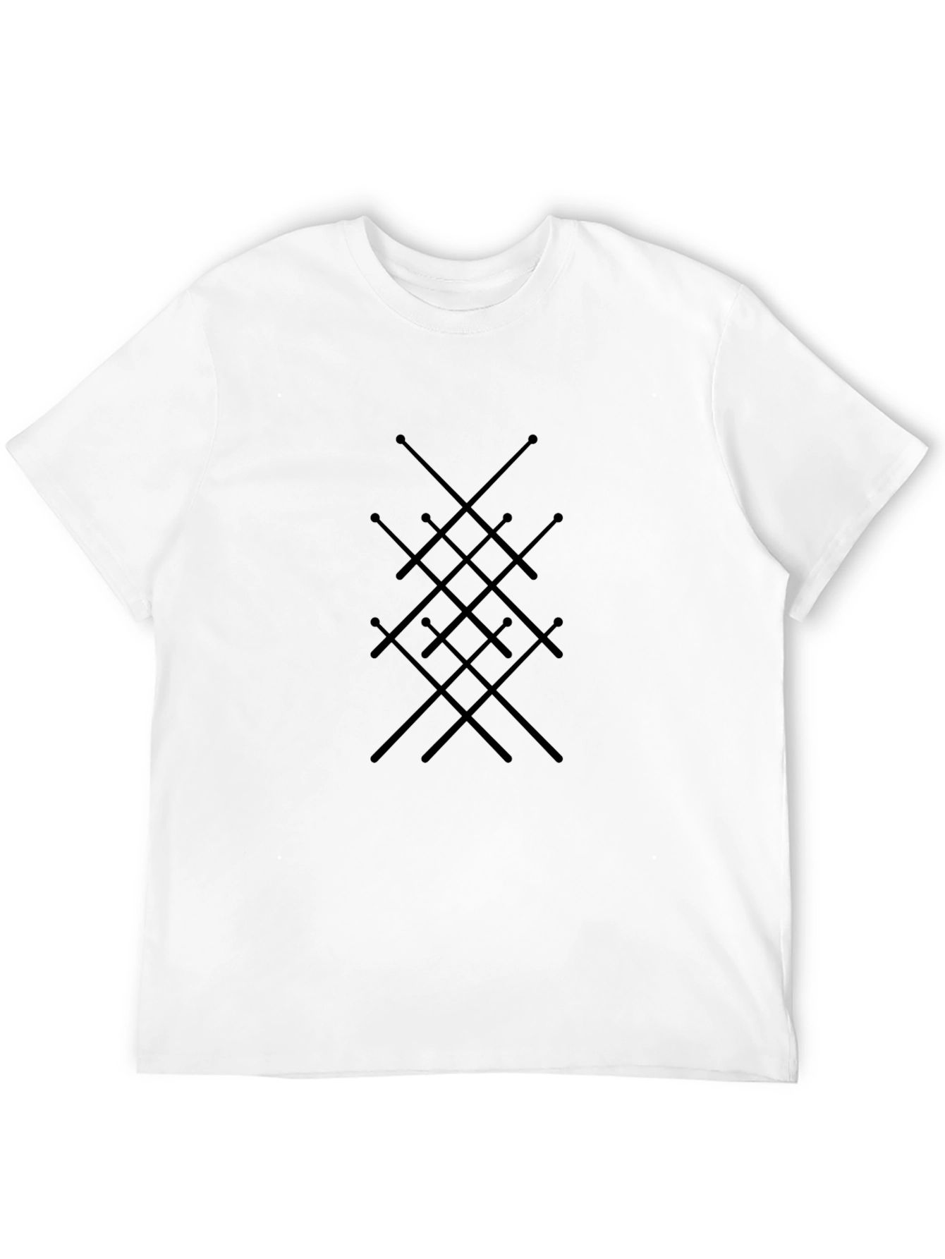 Black Abstract Sword Pattern Black T-Shirt view 12