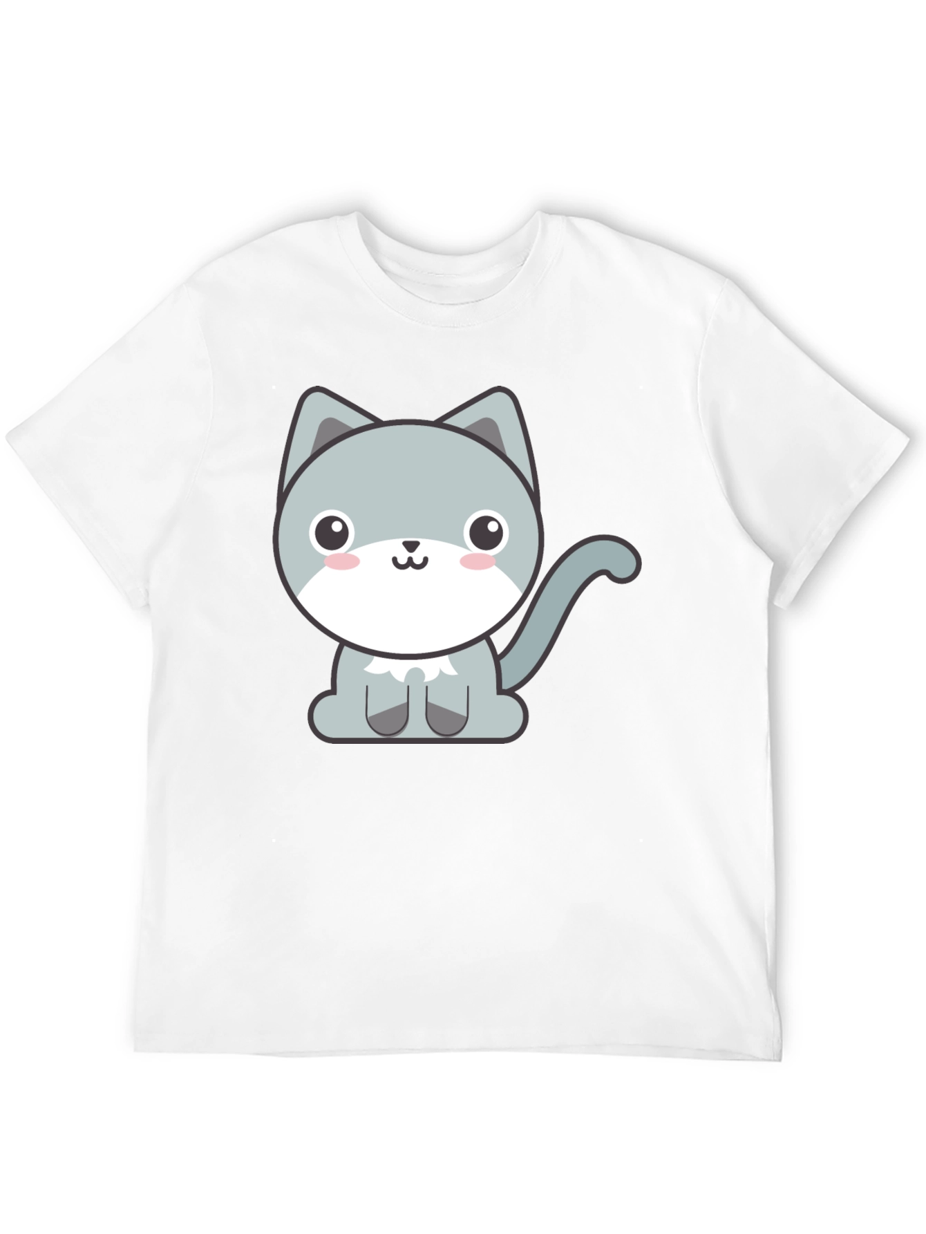 Black Cute Cartoon Cat Graphic Tee - Black T-Shirt view 12