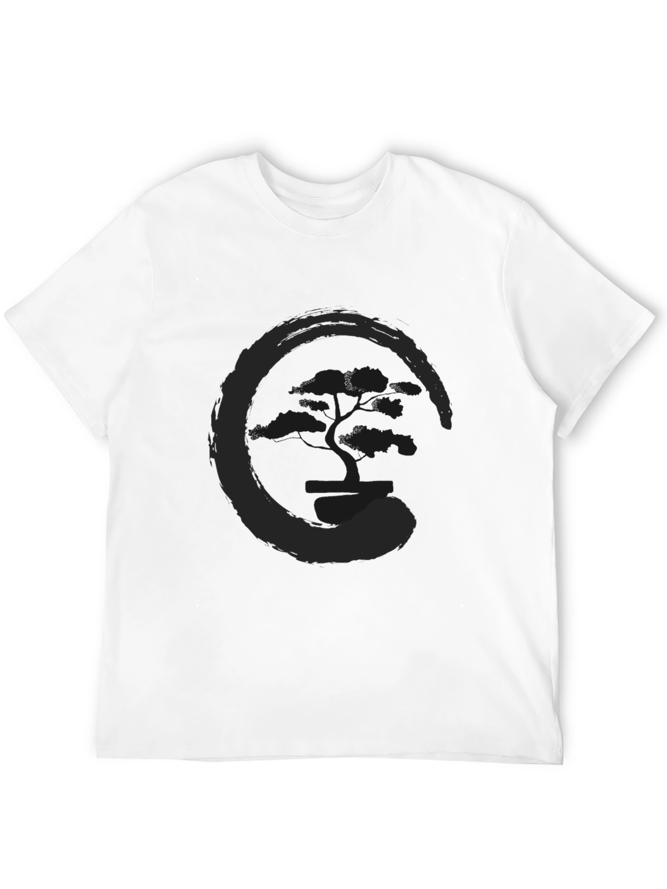 Black Men's Black T-Shirt with Tree Enso Circle Graphic view 12