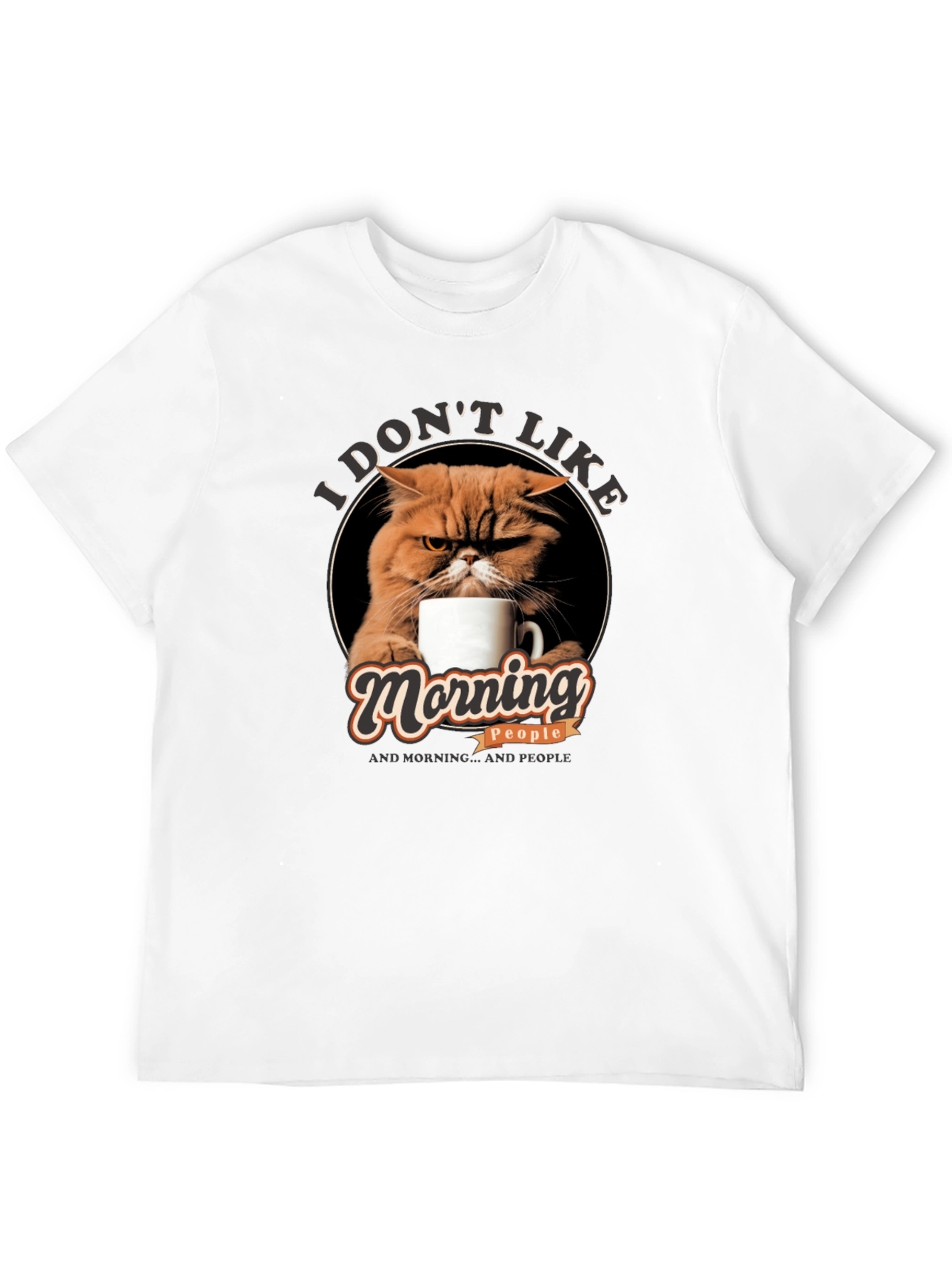 Black I Don't Like Morning People Cat T-Shirt view 12