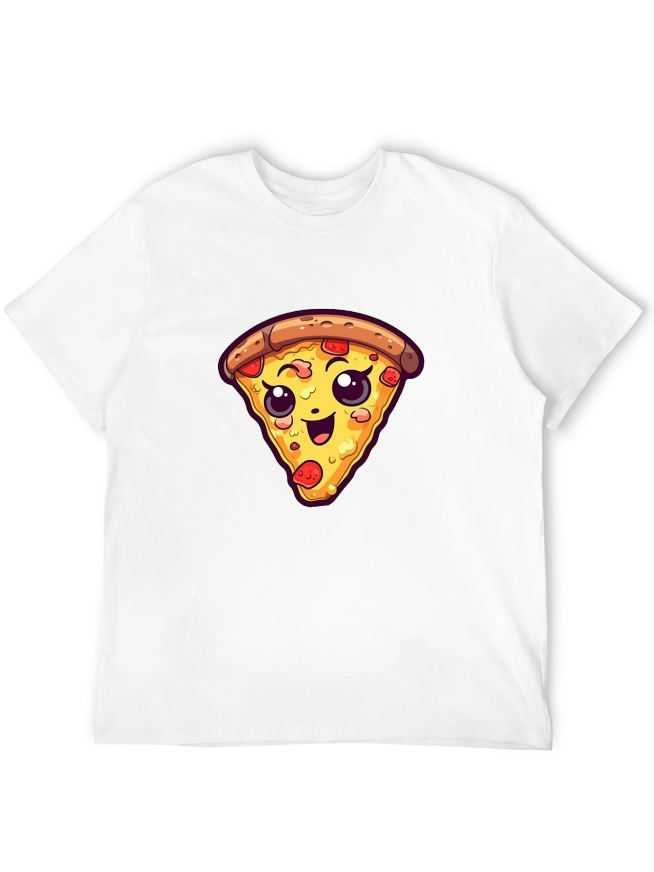 Black Cute Pizza Slice Graphic Tee - Black Unisex T-Shirt view 12