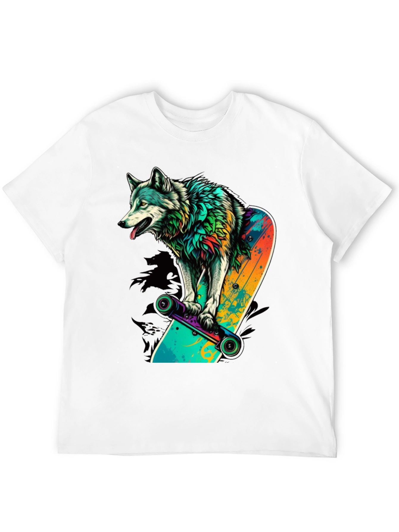 Black Wolf Skateboard Graphic Tee view 12