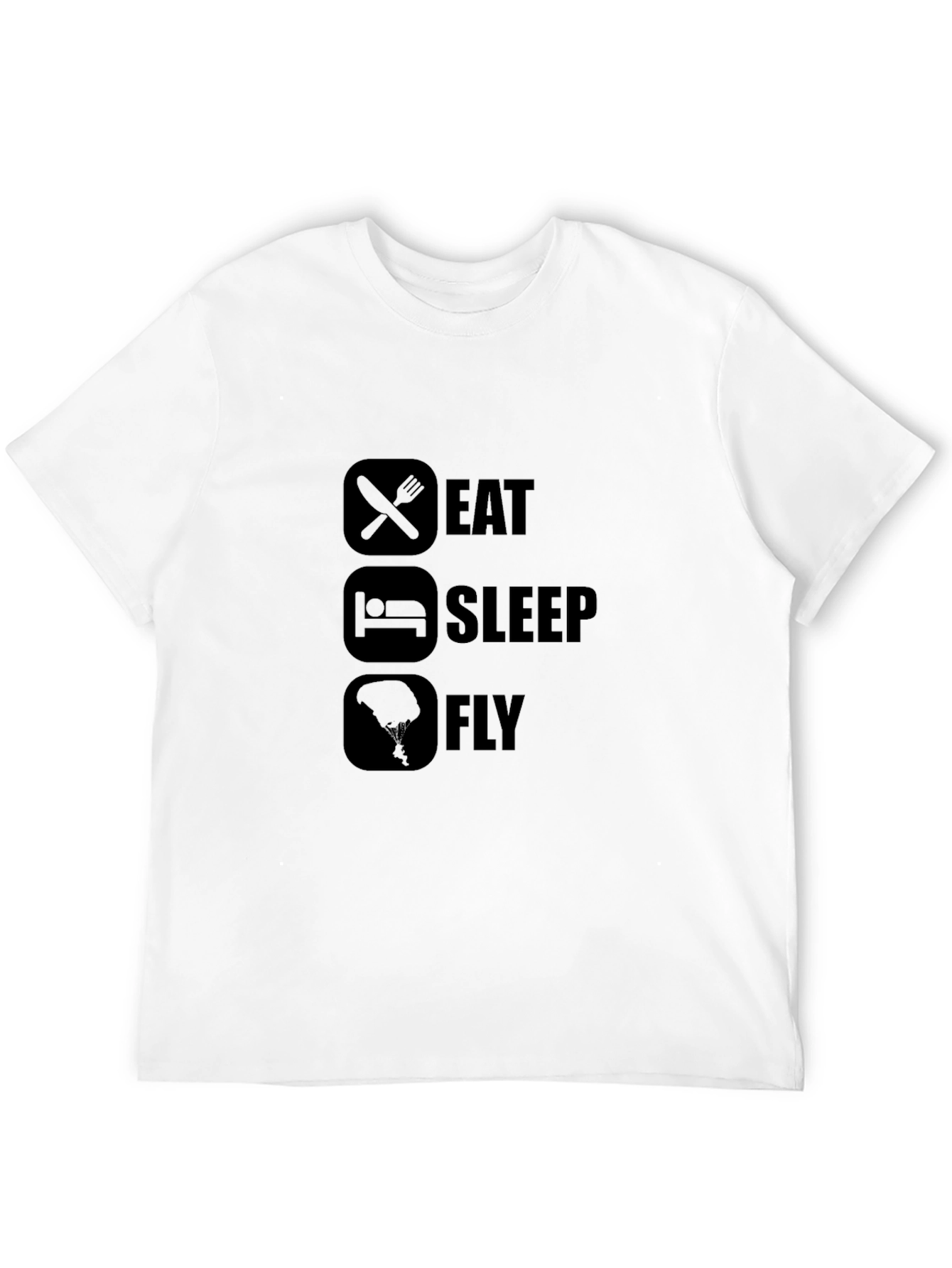 Black Eat Sleep Fly Graphic Tee - Black Cotton Casual T-Shirt view 12