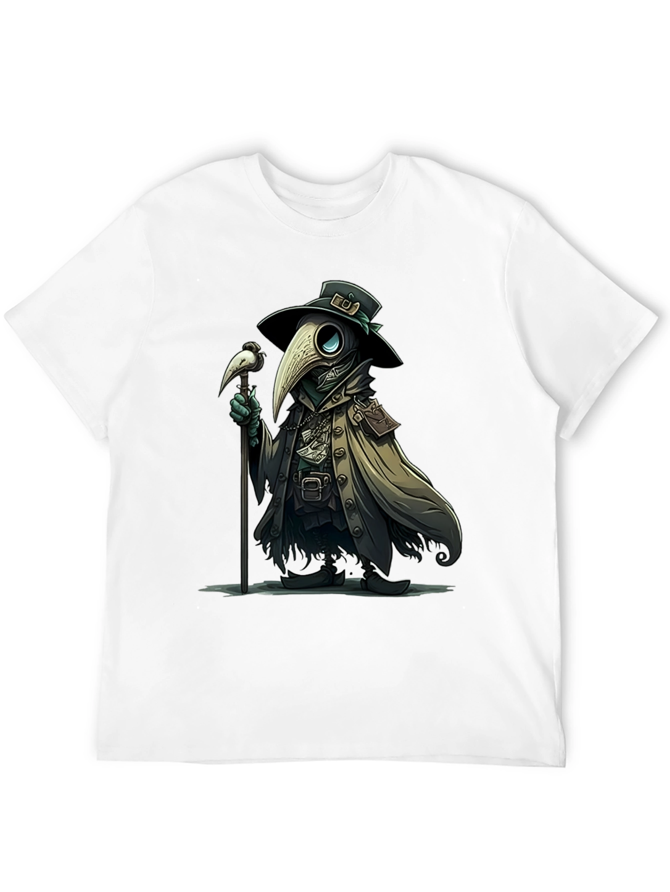 Black Plague Doctor Cartoon Graphic T-Shirt view 12
