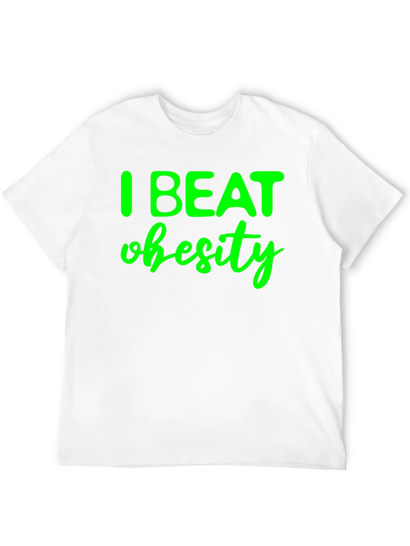 Black I Beat Obesity Black T-Shirt view 12