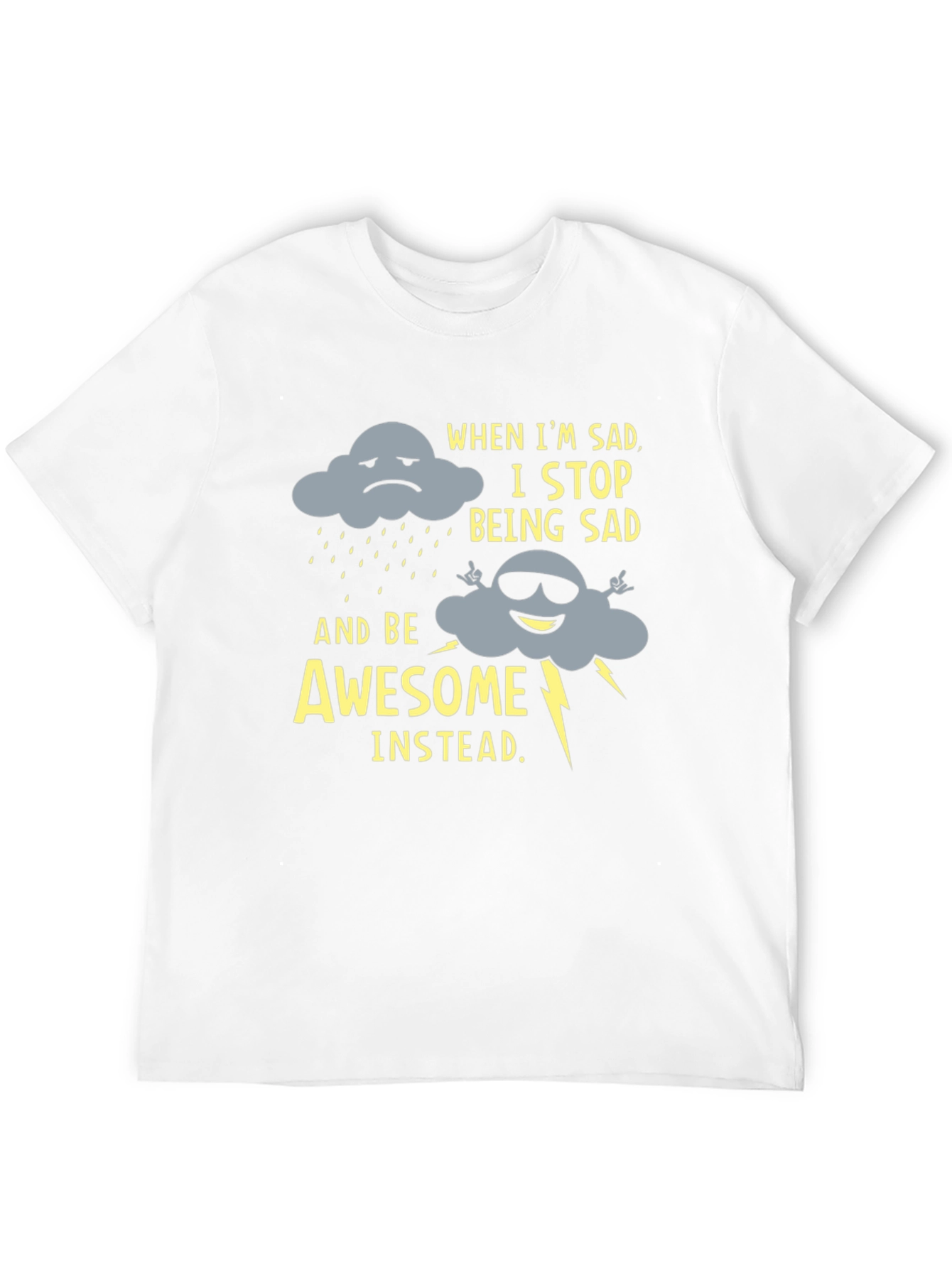 Black Funny Graphic Tee: Sad Cloud to Awesome Cloud view 12