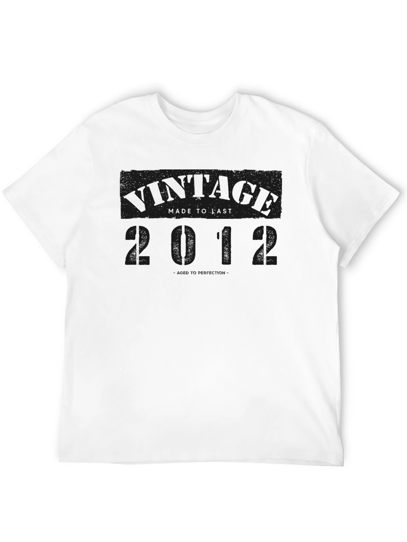 Black Vintage 2012 Made To Last Black Graphic T-Shirt view 12